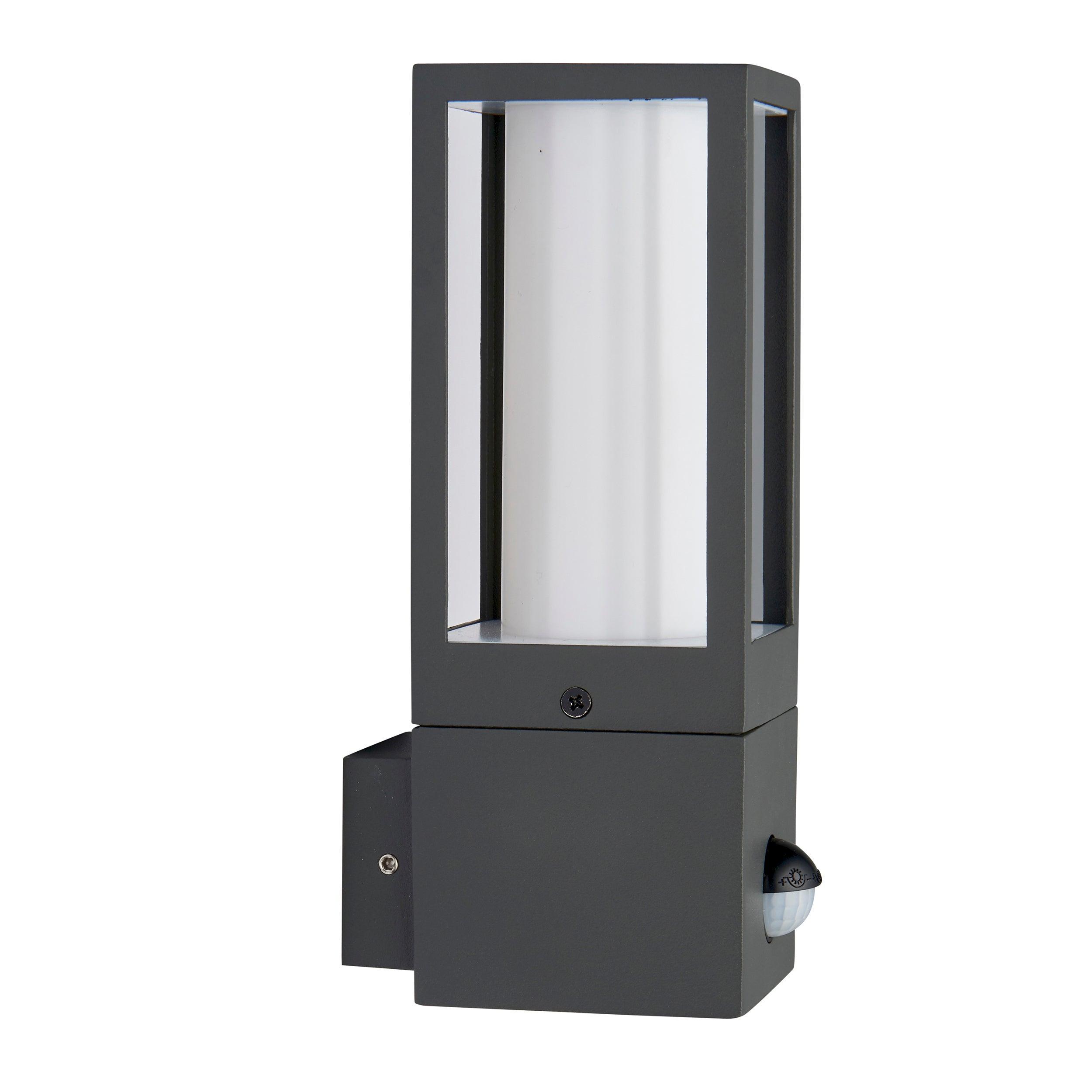 lantern pir grey outdoor wall light ip44 7w by saxby lighting, close up image 84
