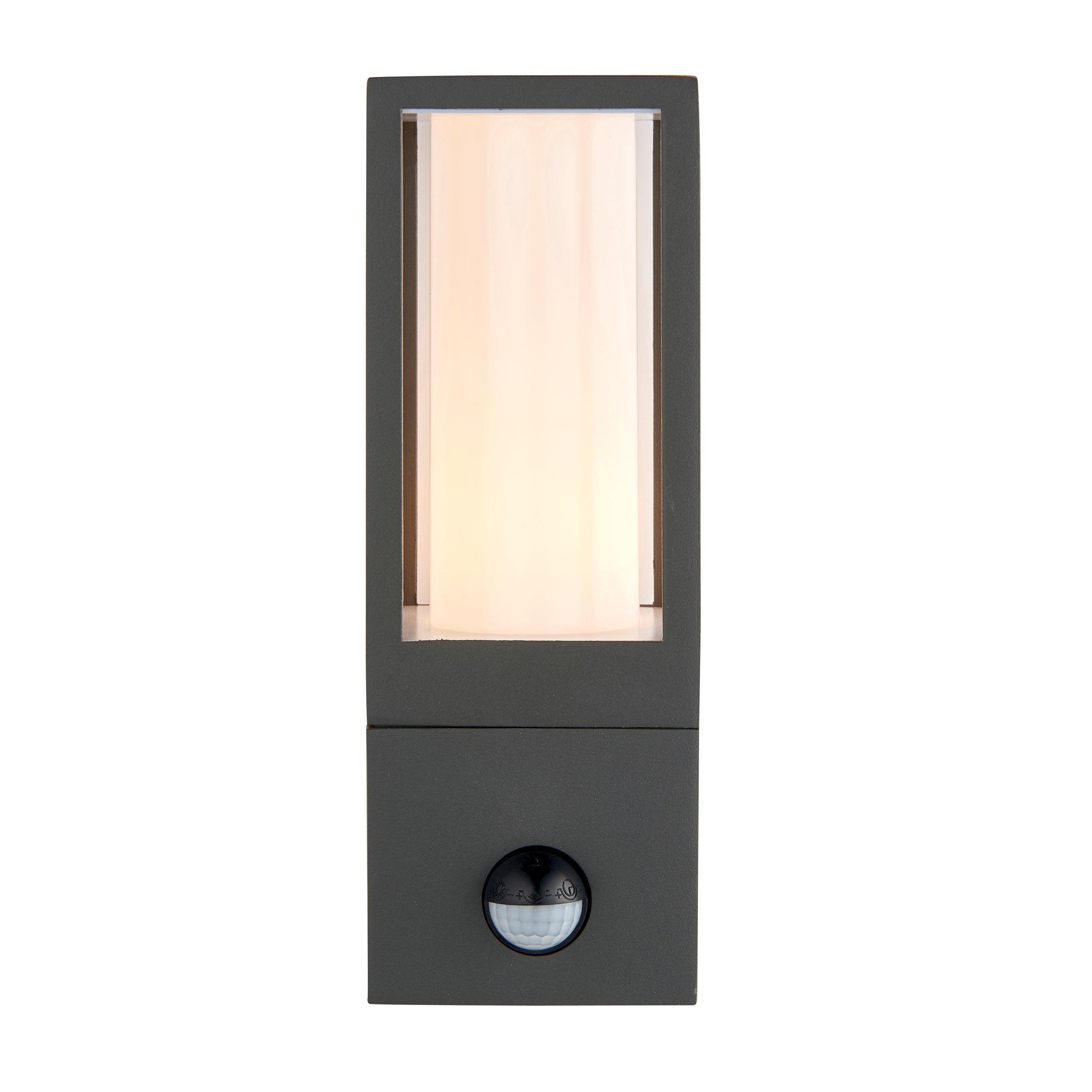 lantern pir grey outdoor wall light ip44 7w by saxby lighting, close up image 66