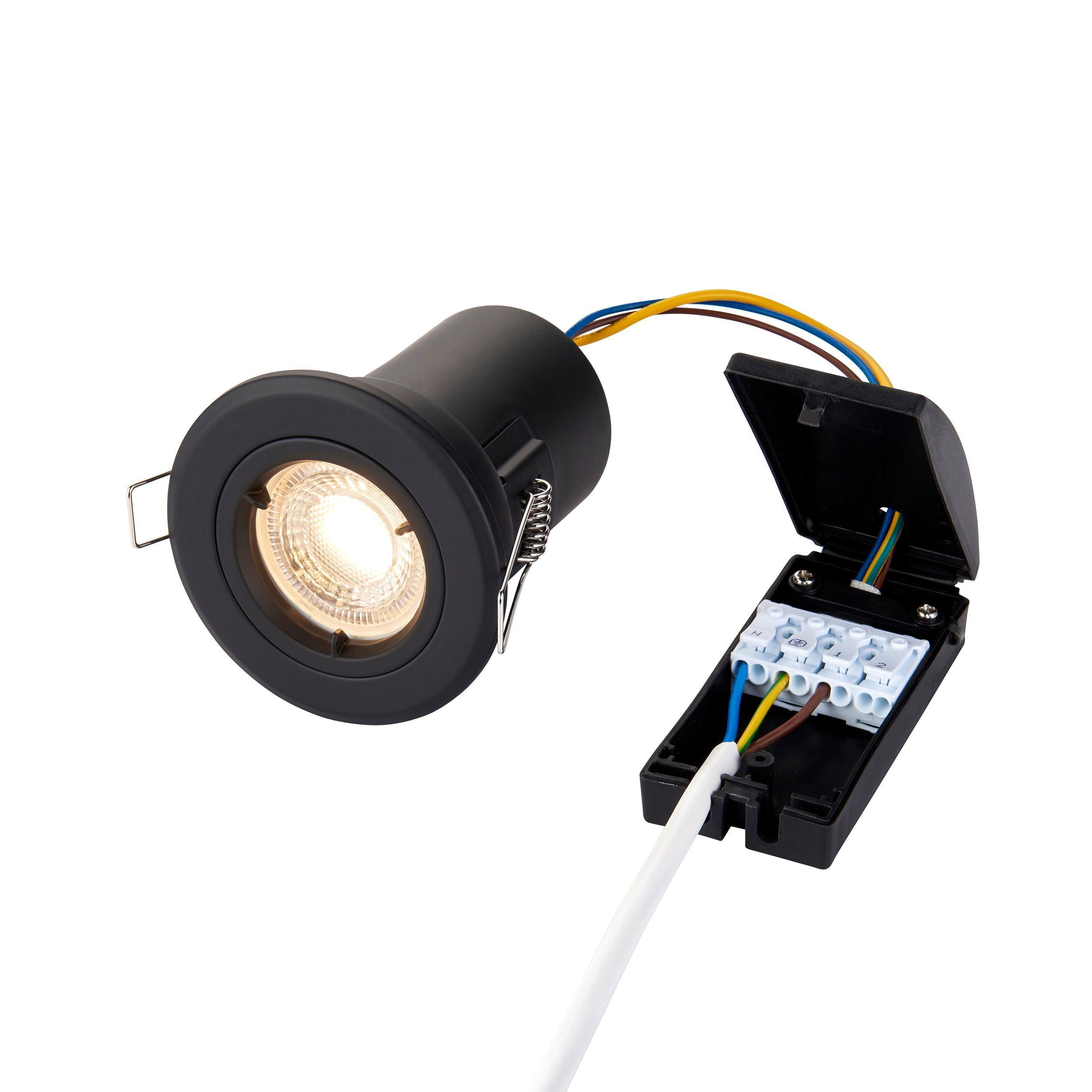 shieldplus black fire rated fixed recessed light 50wby saxby lighting