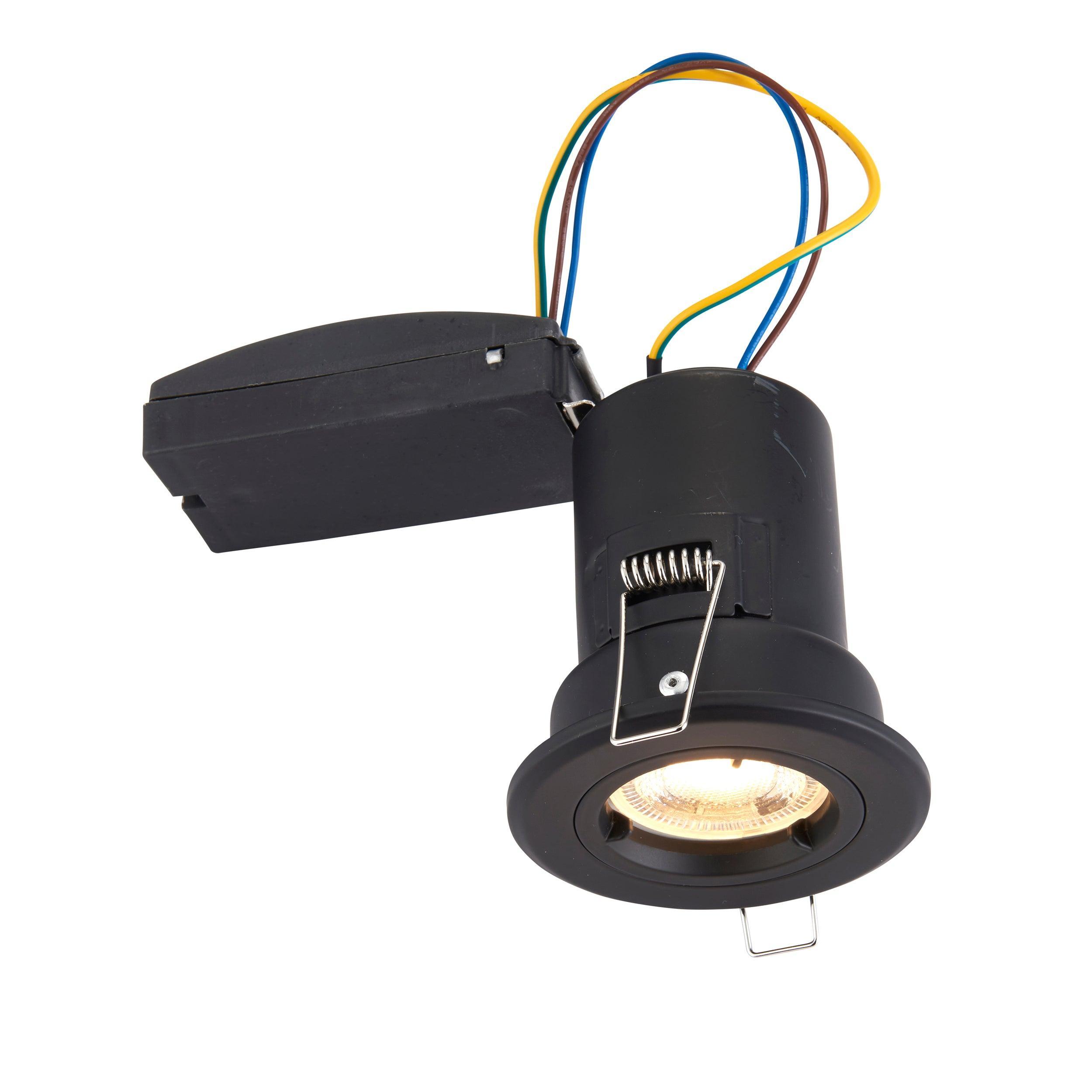 shieldplus black fire rated fixed recessed light 50w by saxby lighting, close up image 293