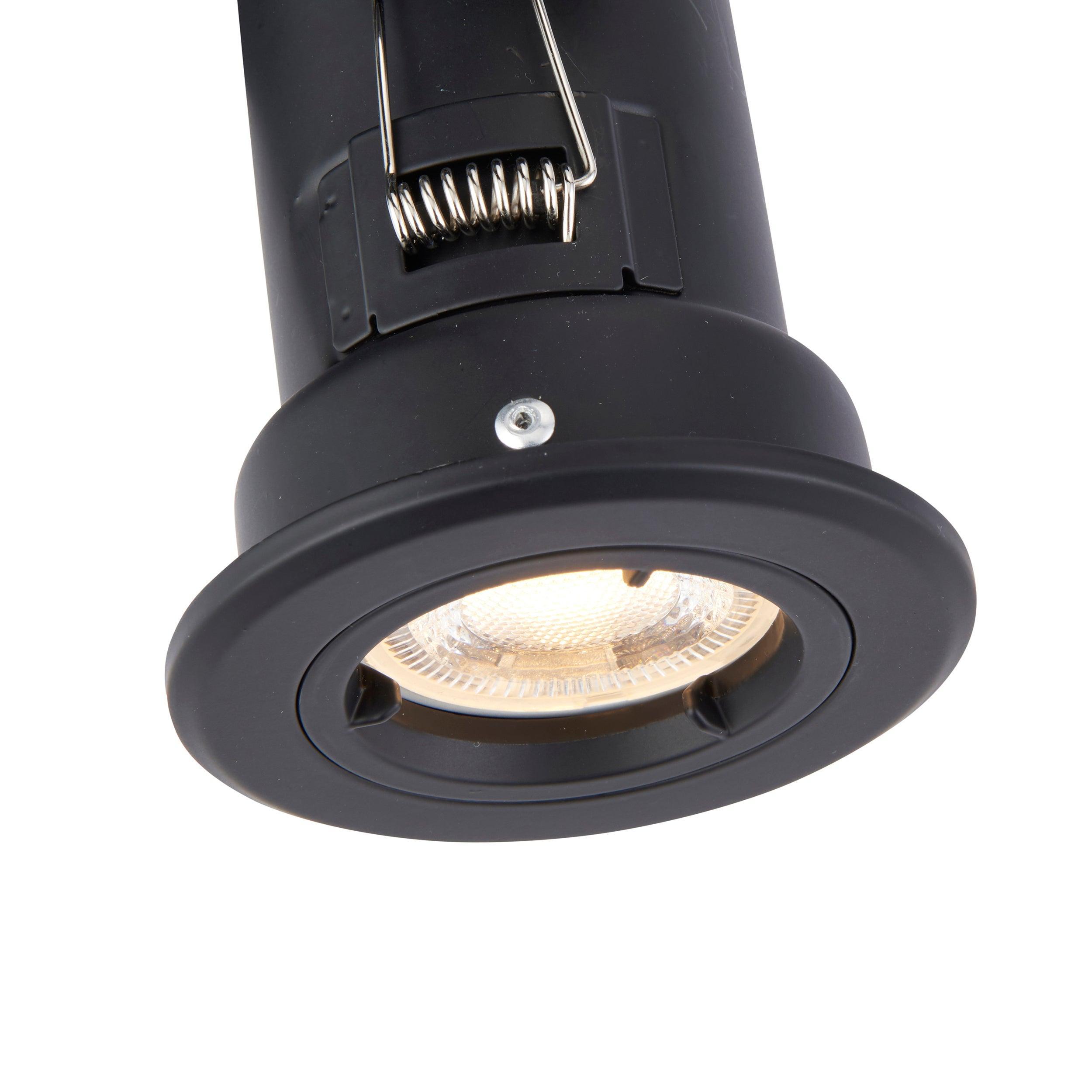 shieldplus black fire rated fixed recessed light 50w by saxby lighting, close up image 128