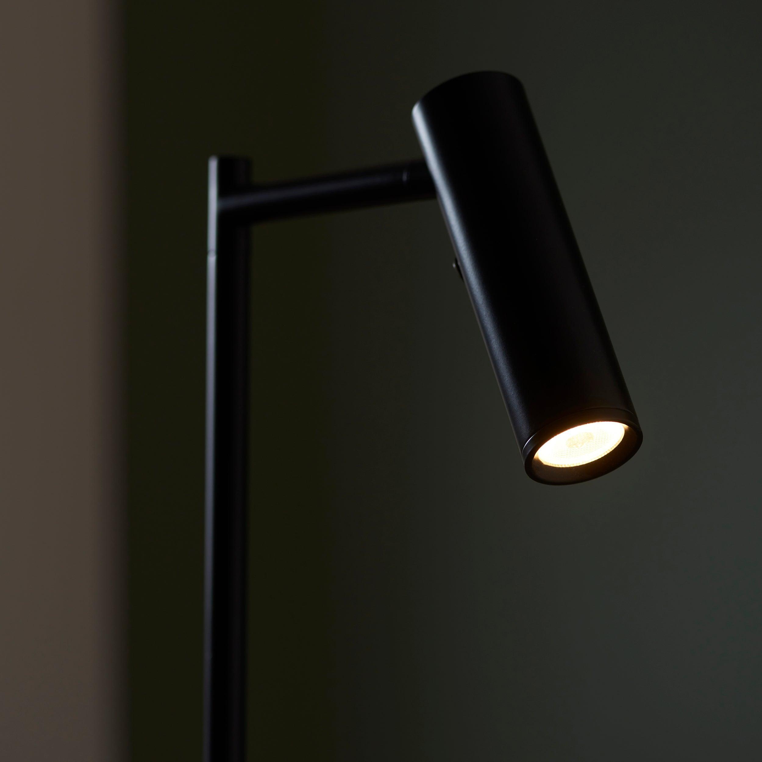 dedicated reader black led floor lamp by Endon Lighting Living Room Family Shot