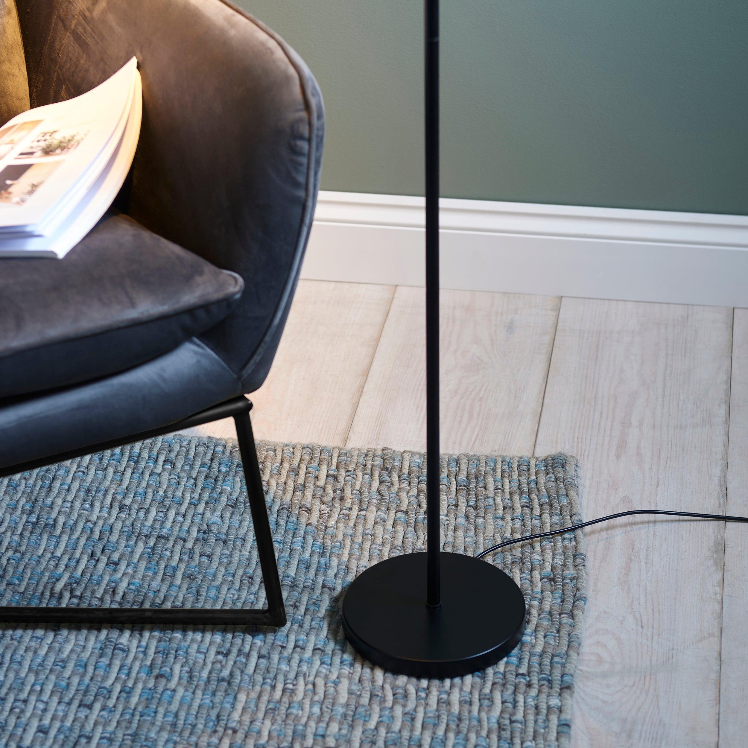 dedicated reader black led floor lamp by Endon Lighting Bedroom Hero Shot