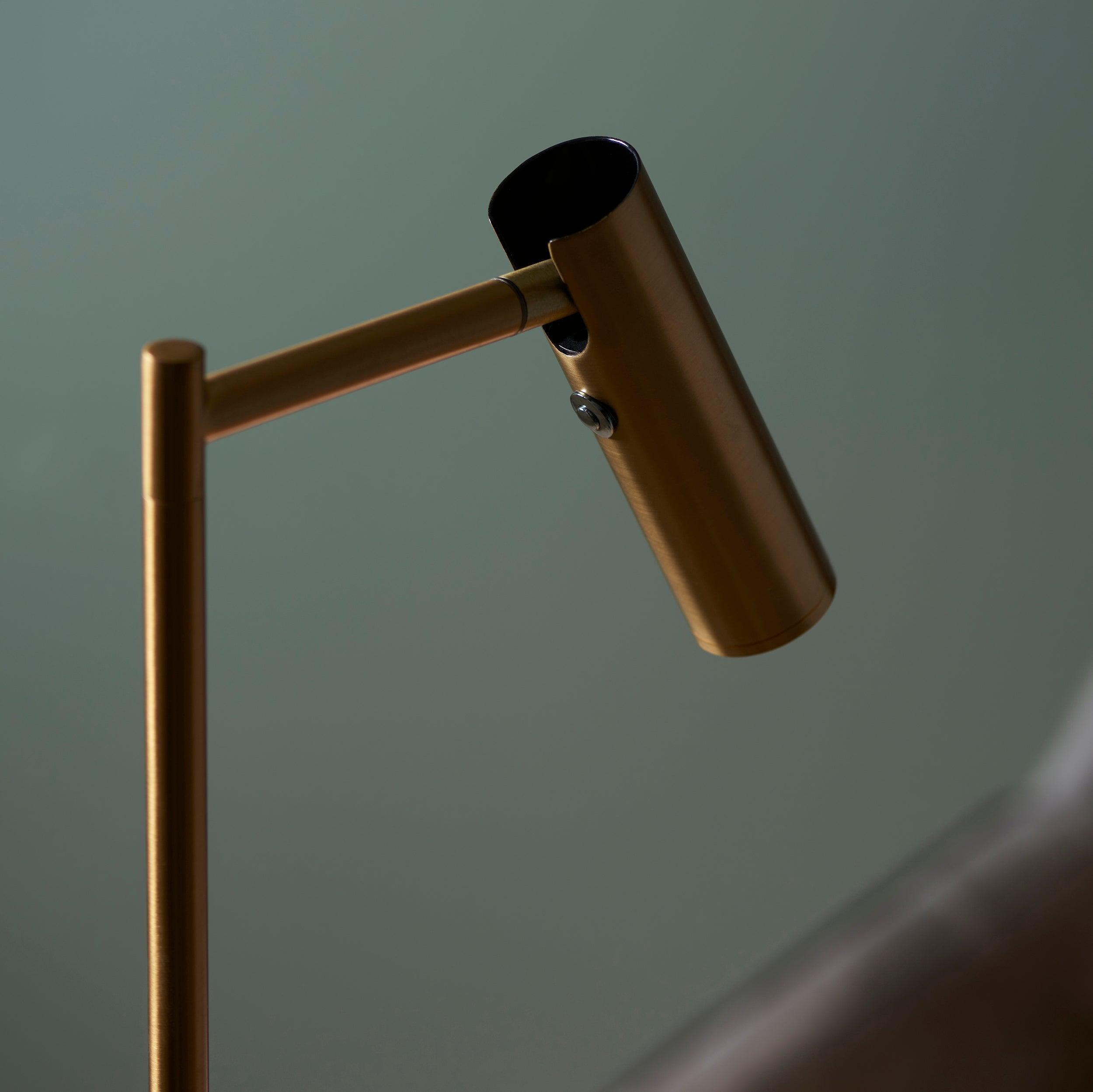 dedicated reader brass led floor lamp by Endon Lighting Bedroom Hero Shot