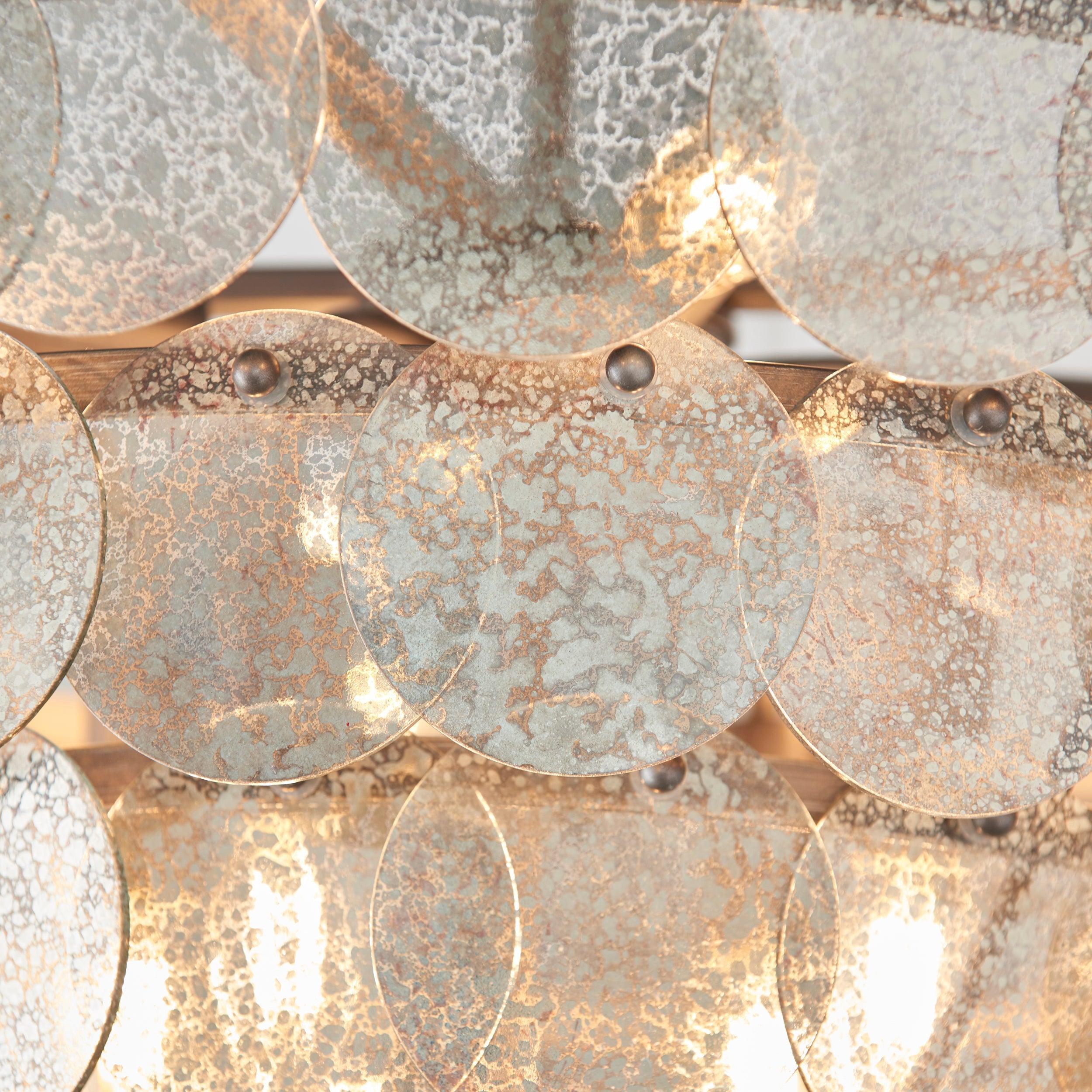 Littlehampton 9 Light Silver Pendant - Mercury Glass Discs-Ceiling Pendant Lights-Living Lights-6-Tiffany Lighting Direct