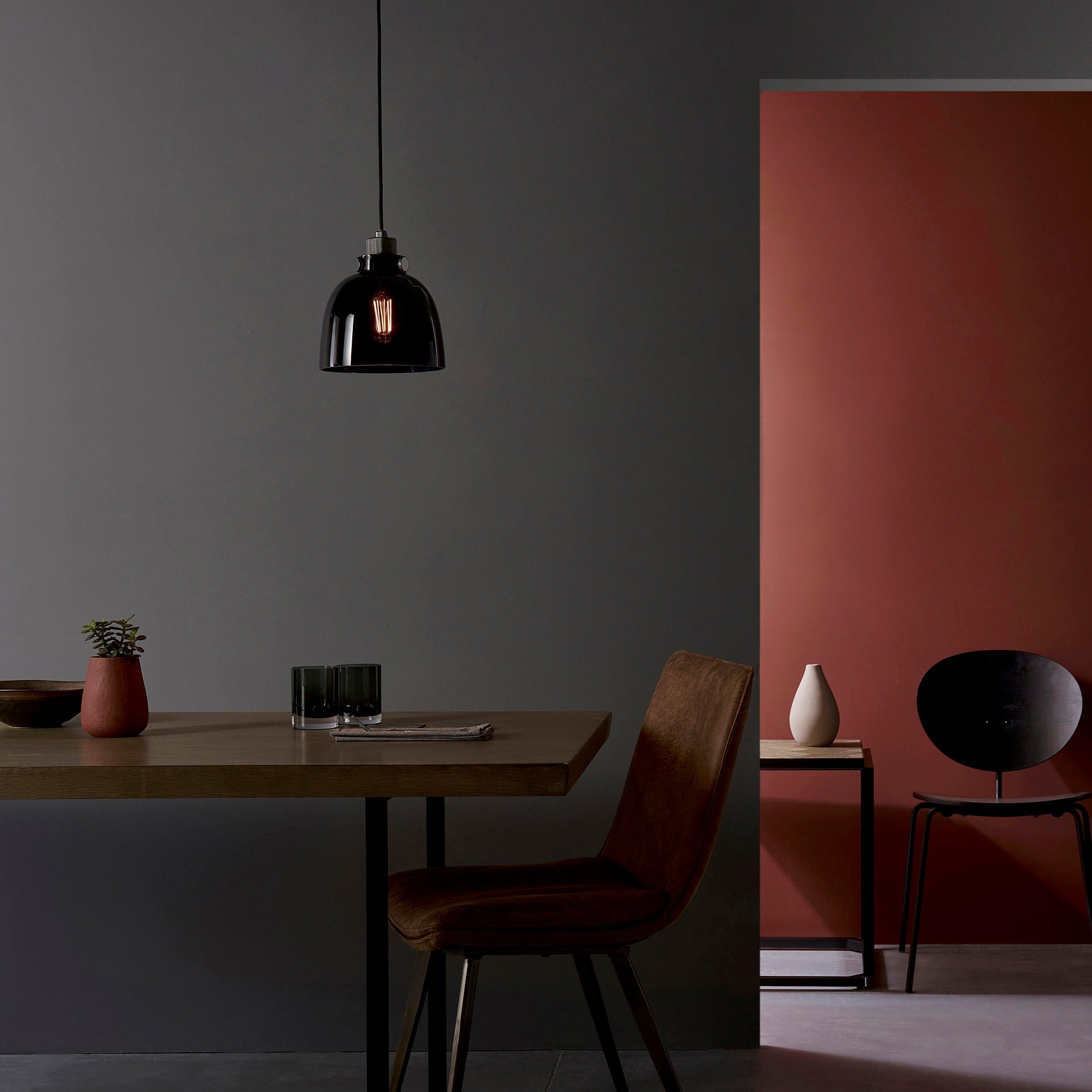 Reading Black Chrome Pendant With Black Tinted Glass Shade-Ceiling Pendant Lights-Living Lights-2-Tiffany Lighting Direct