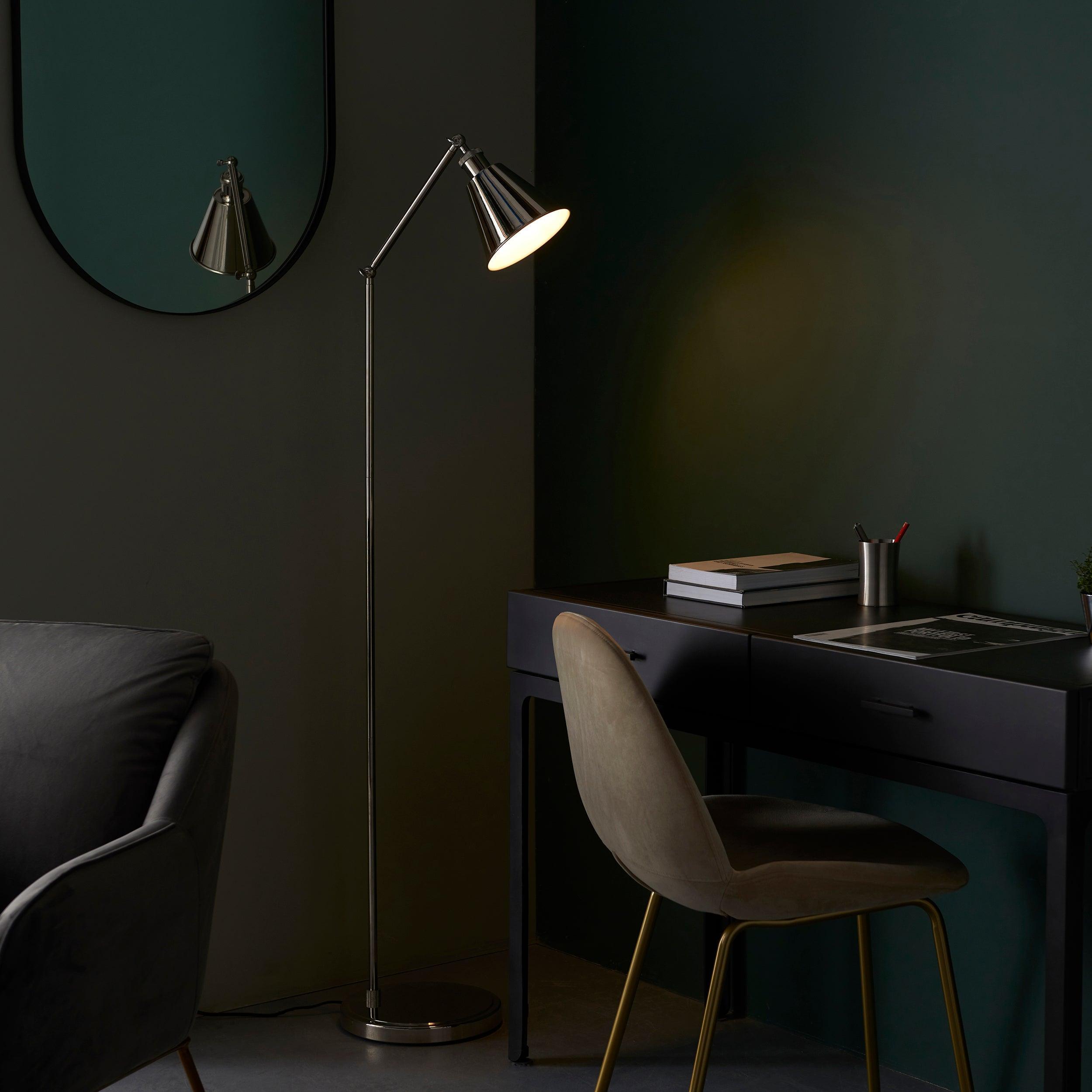 hal nickel modern floor lamp adjustable by Endon Lighting Living room image