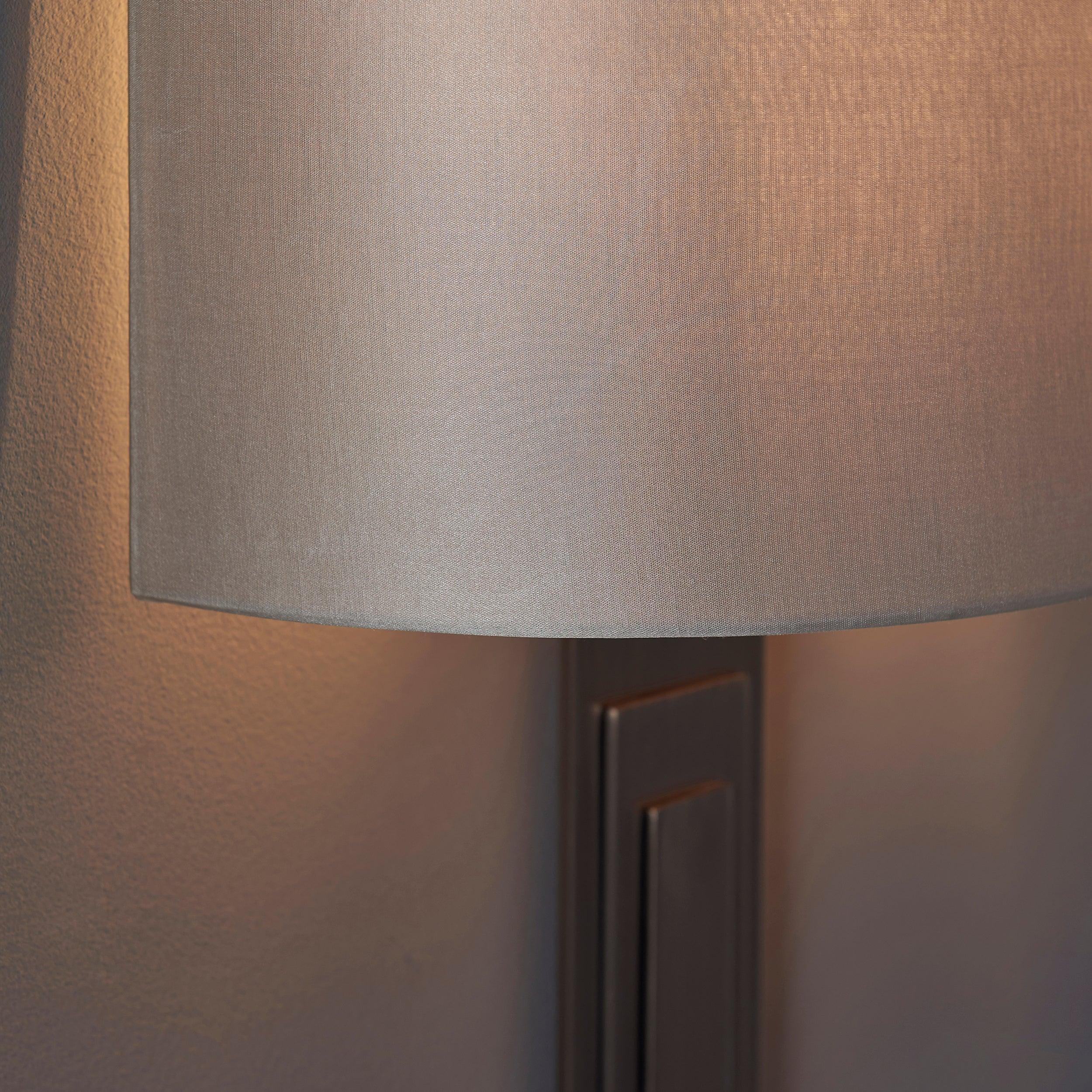 Rome Brush Bronze Art Deco Wall Light with Mink Half Shade Living Room Shade Image