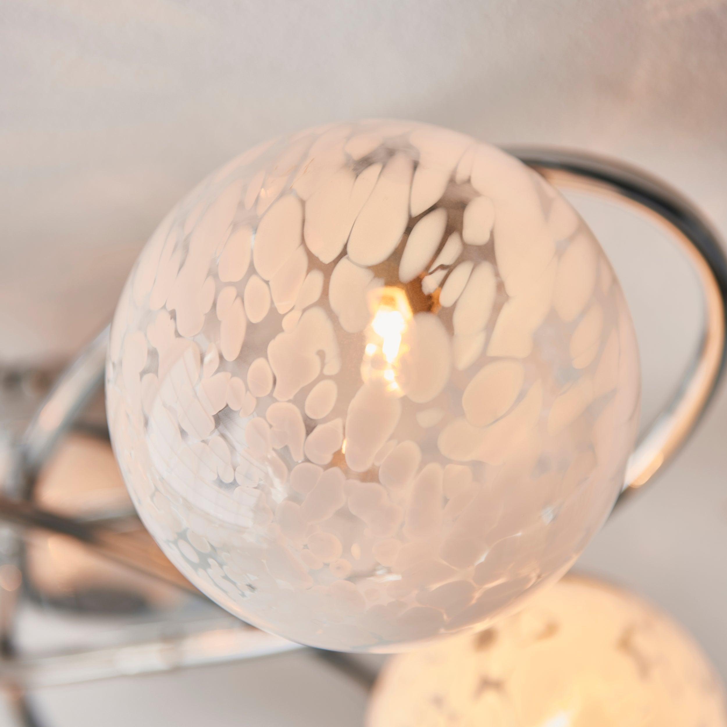 Sept Large 6 Light Chrome Art Deco Semi Flush - Glass Shades Living room weight image