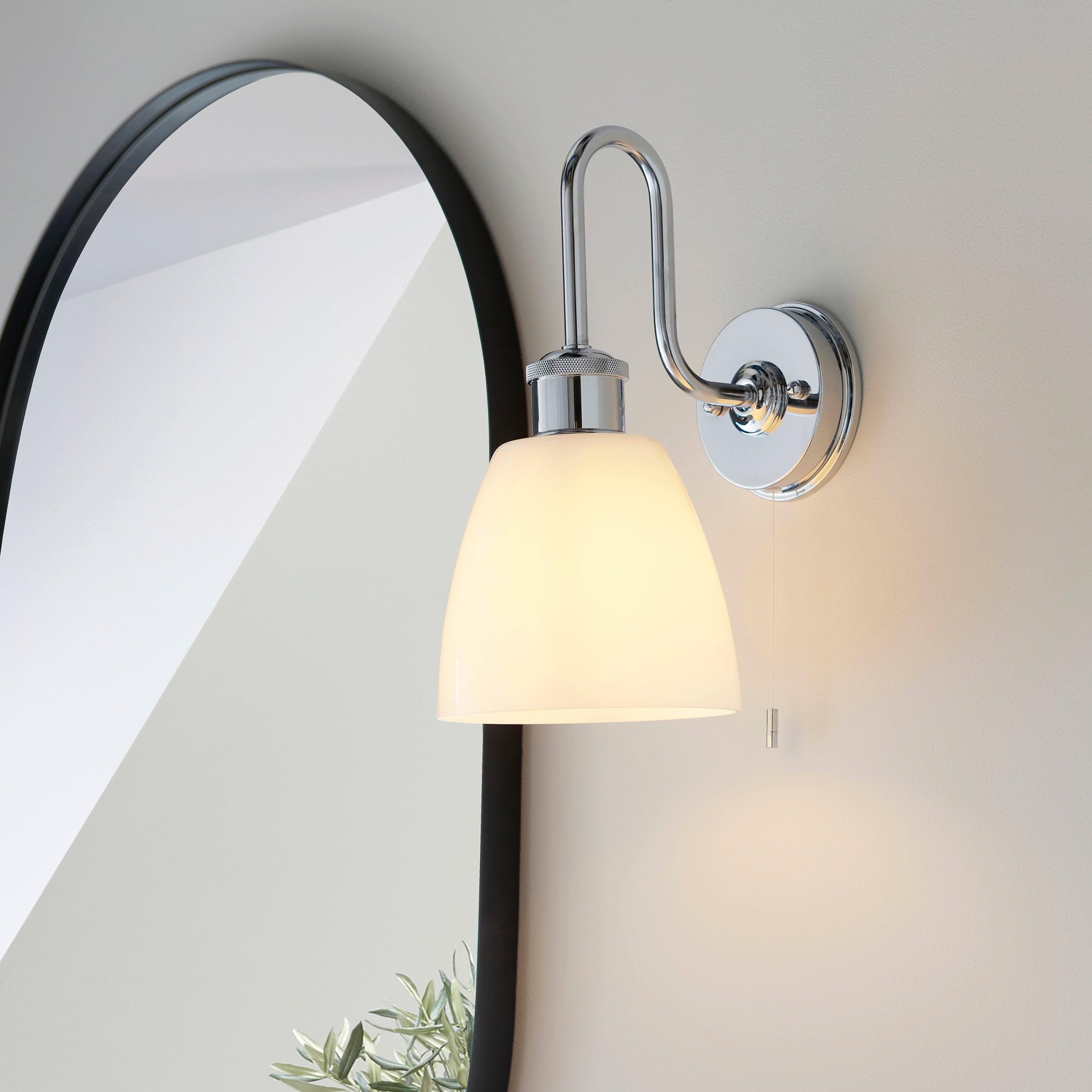 piper chrome bathroom wall light with opal glass shade by Endon Lighting Living room image