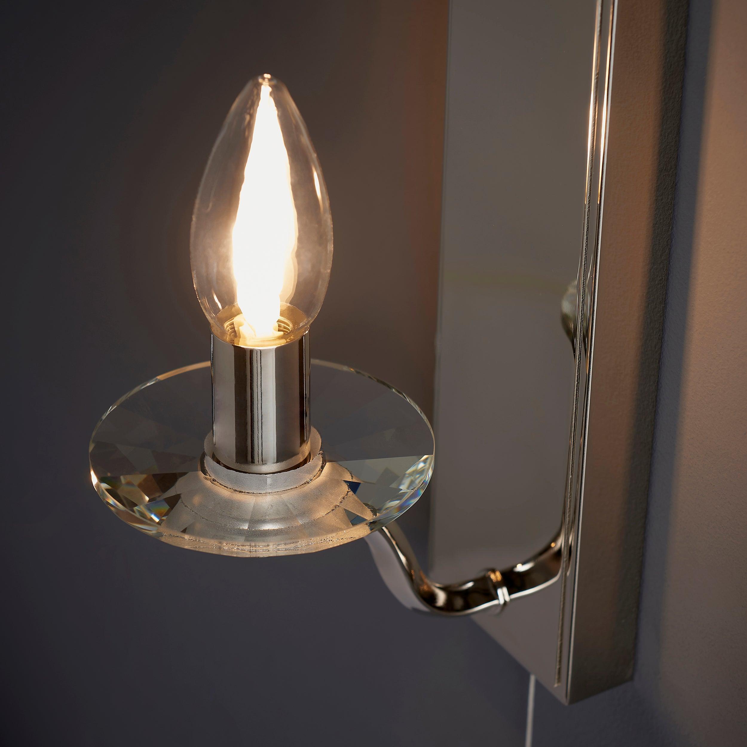 garland nickel art deco bathroom wall light pull switch by Endon Lighting Hallway lights Close Up
