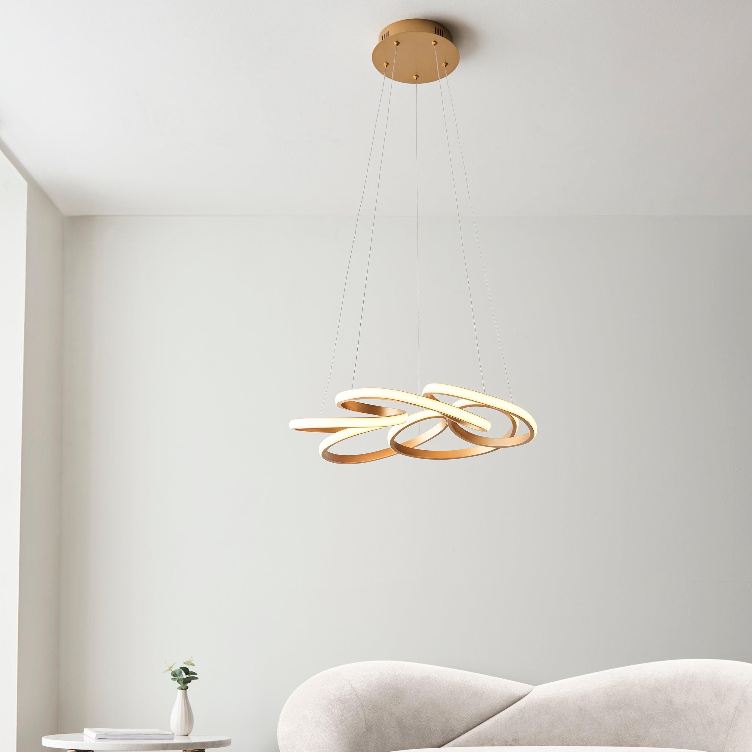 Spiral Gold Modern LED Ceiling Pendant Light-Ceiling Pendant Lights-Living Lights-3-Tiffany Lighting Direct