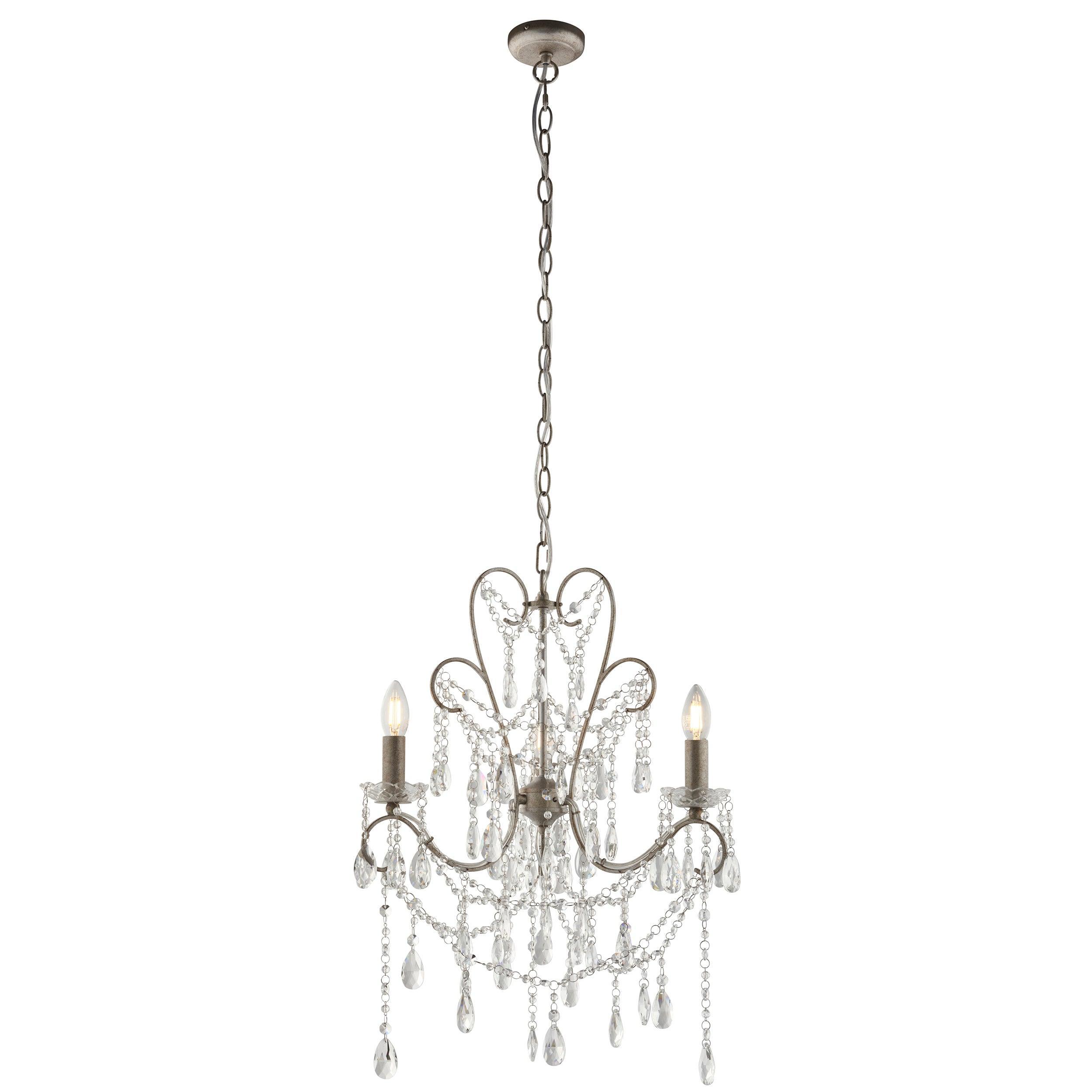 Paddington 3 Light Antique Silver Pendant With Crystal Glass-Ceiling Pendant Lights-Living Lights Hallway Lighting Close upTiffany Lighting Direct