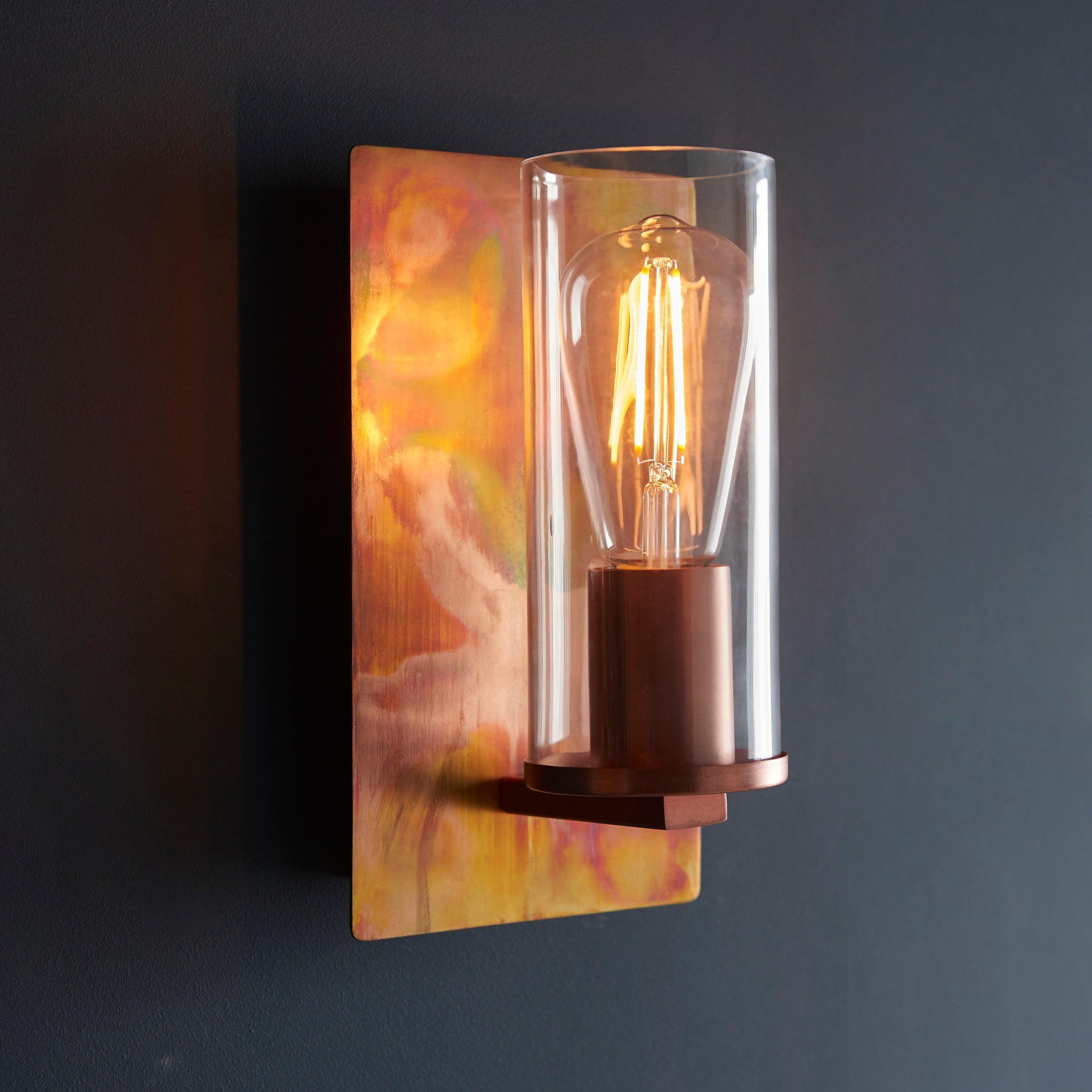 vauxhall modern copper patina wall light glass shade Living room lighting image