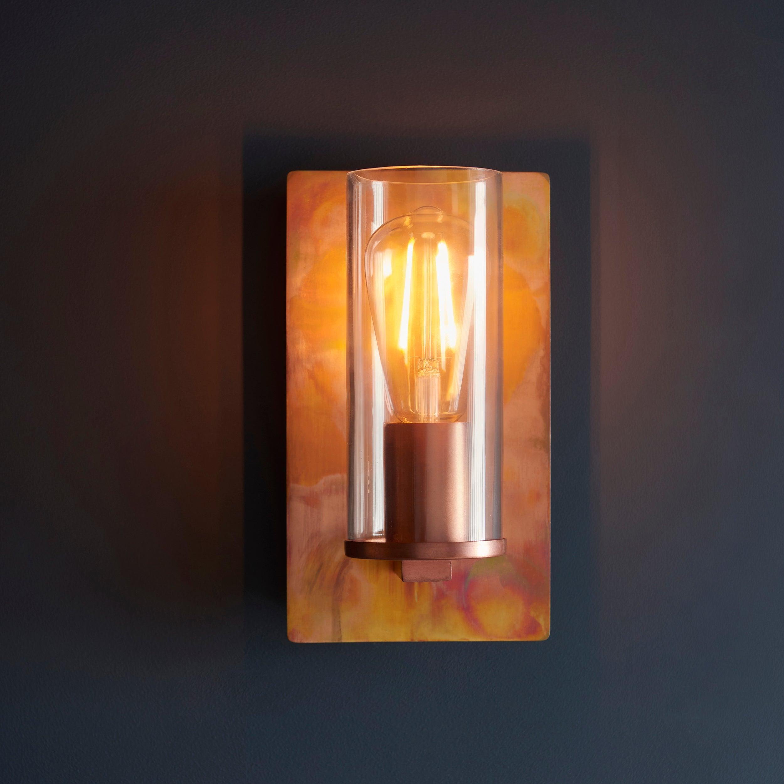 vauxhall modern copper patina wall light glass shade Hallway Lighting Image
