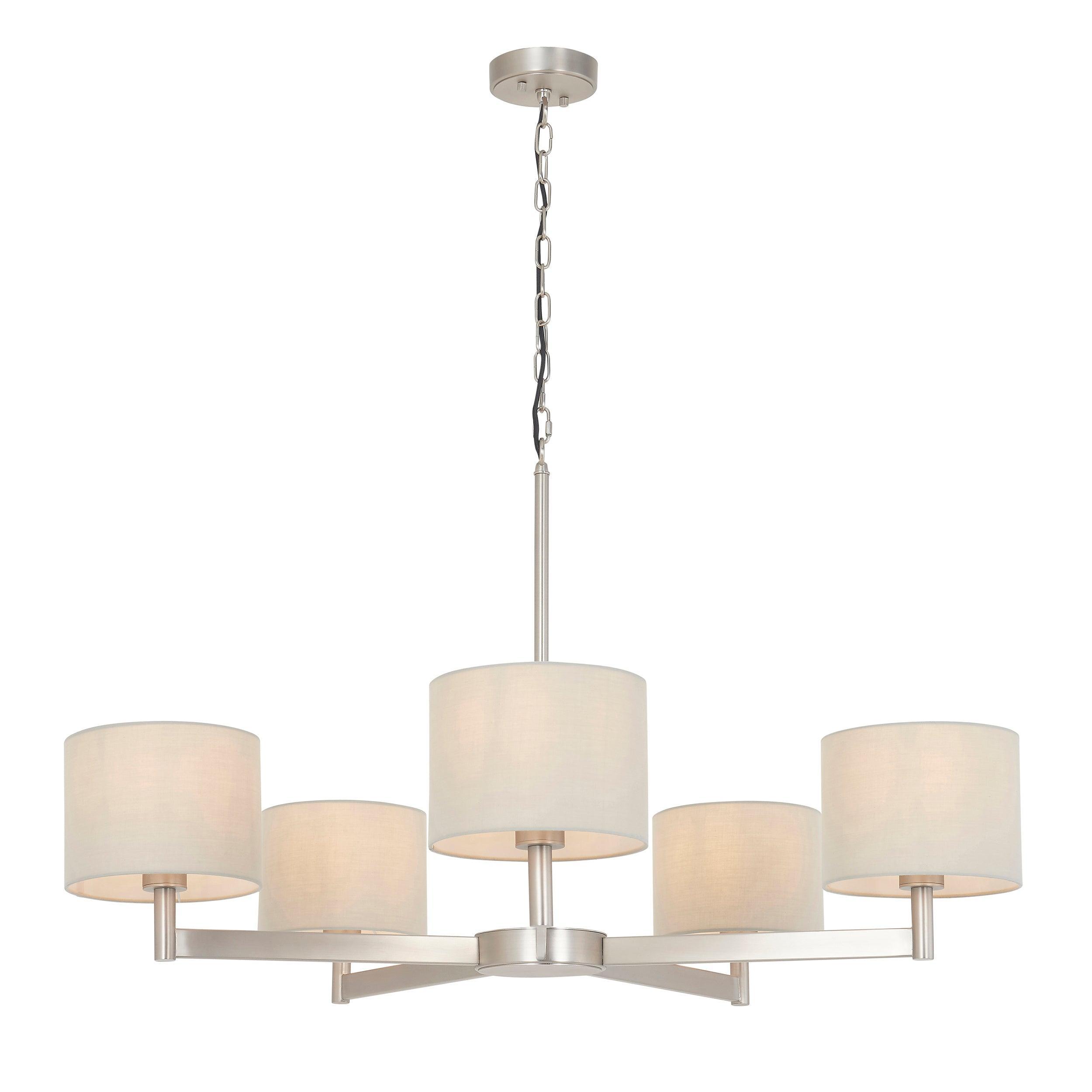 Lille Matt Nickel 5 Light Ceiling Pendant with Taupe Shades-Ceiling Pendant Lights-Living Lights-1-Tiffany Lighting Direct
