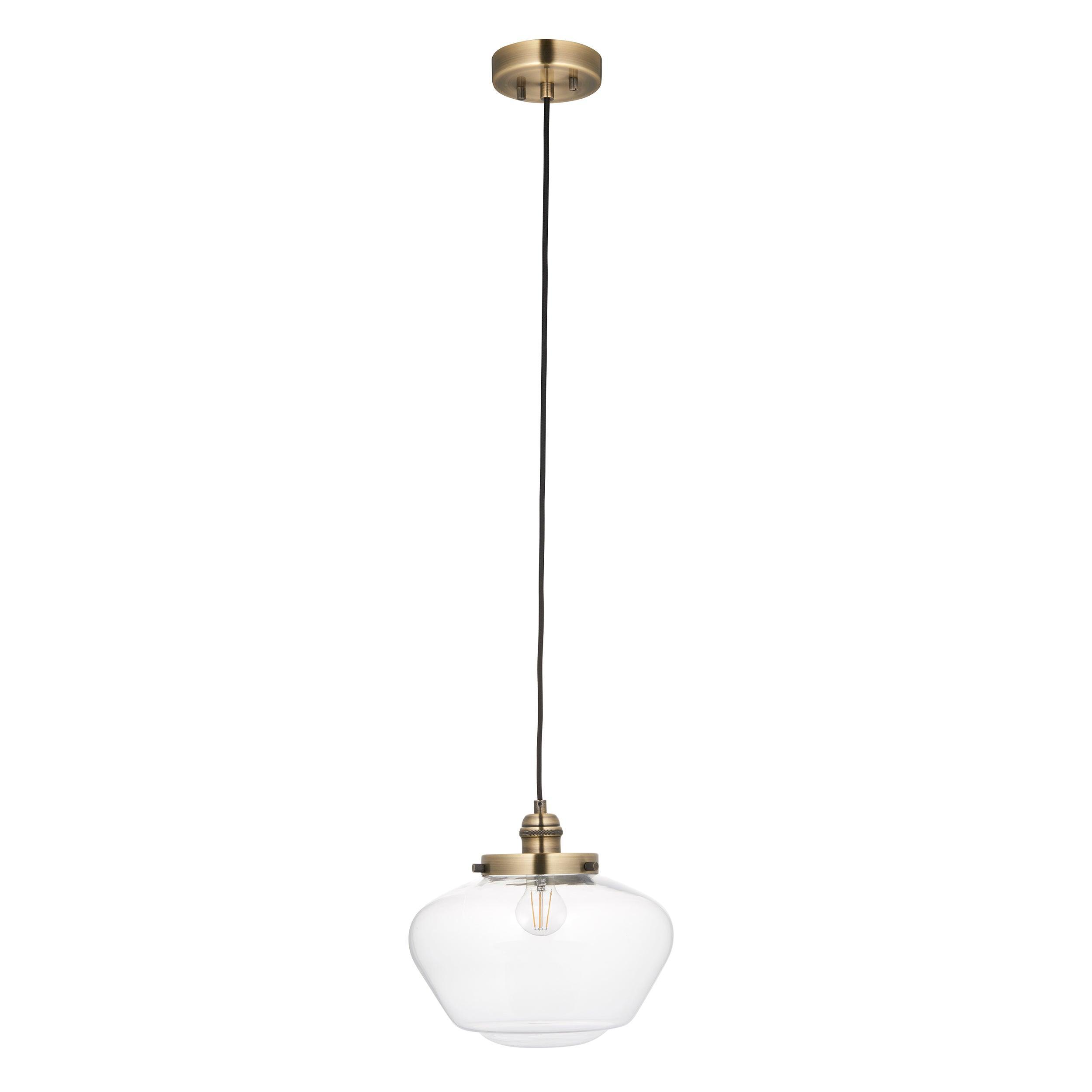 Westbourne Brass Pendant Ceiling Light - Clear Glass shade-Ceiling Pendant Lights-Living Lights-7-Tiffany Lighting Direct