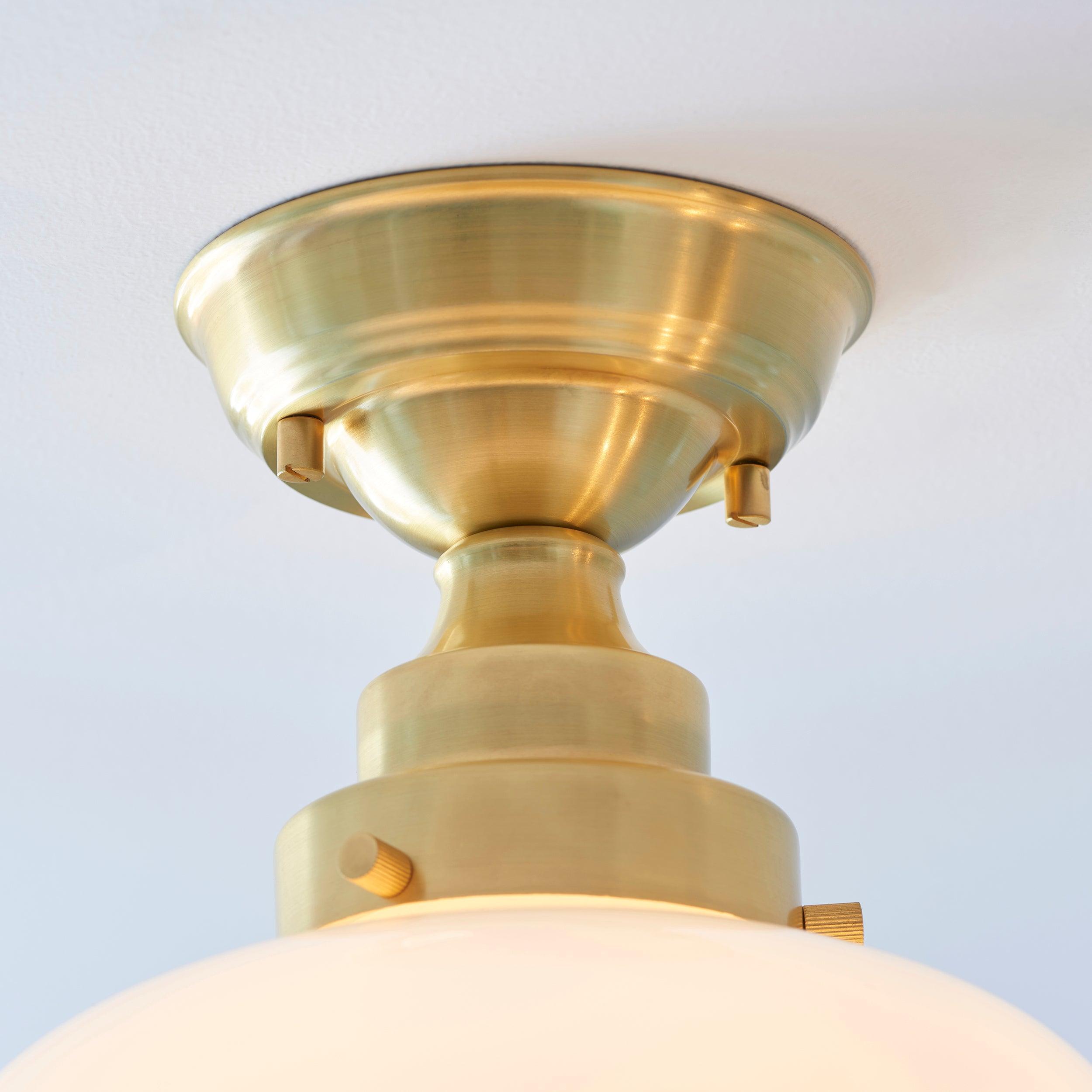 Westbourne Brass Semi-Flush Ceiling Light with Opal Glass Living room weight image