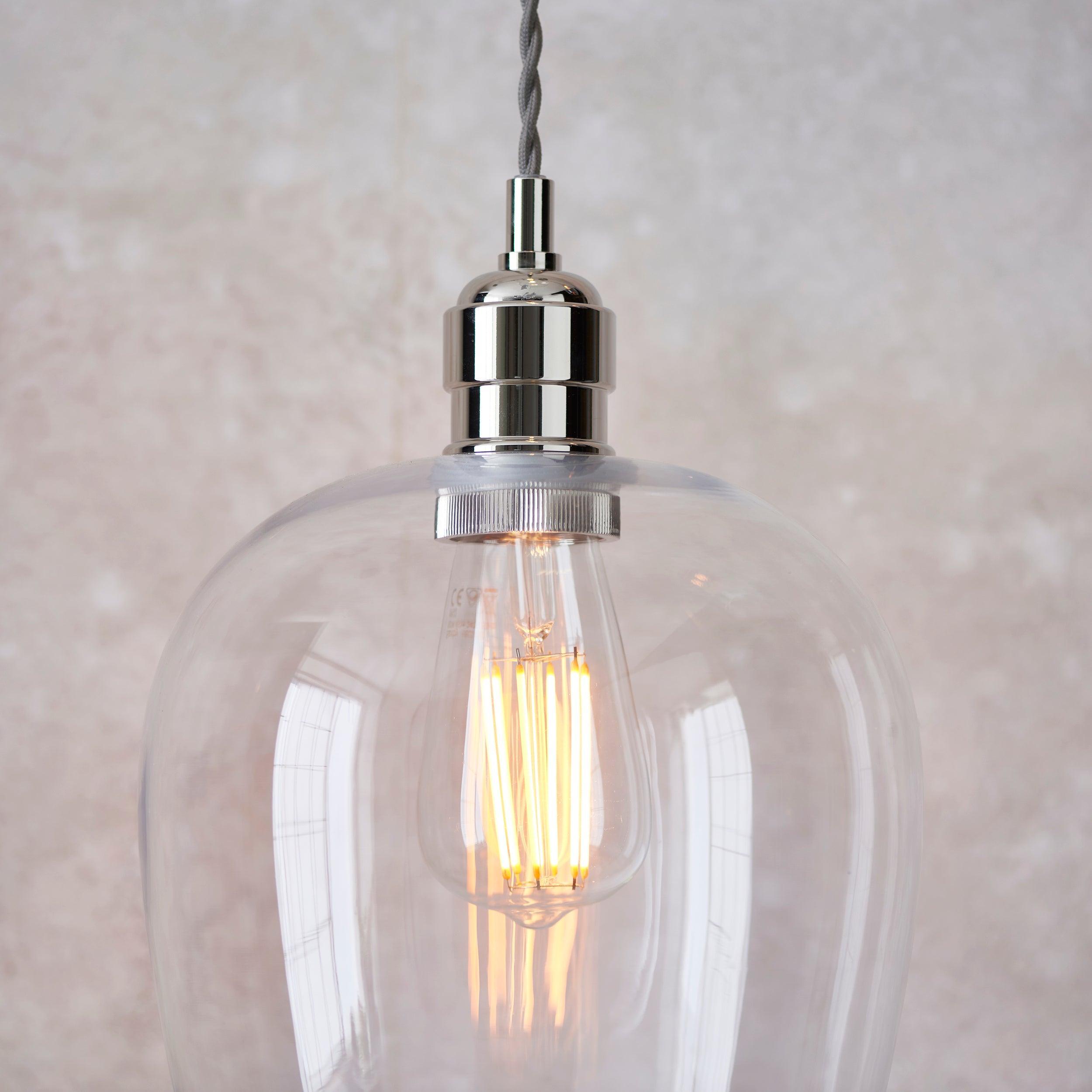 Island Chrome & Glass Shade Art Deco Ceiling Pendant-Ceiling Pendant Lights-Living Lights-8-Tiffany Lighting Direct