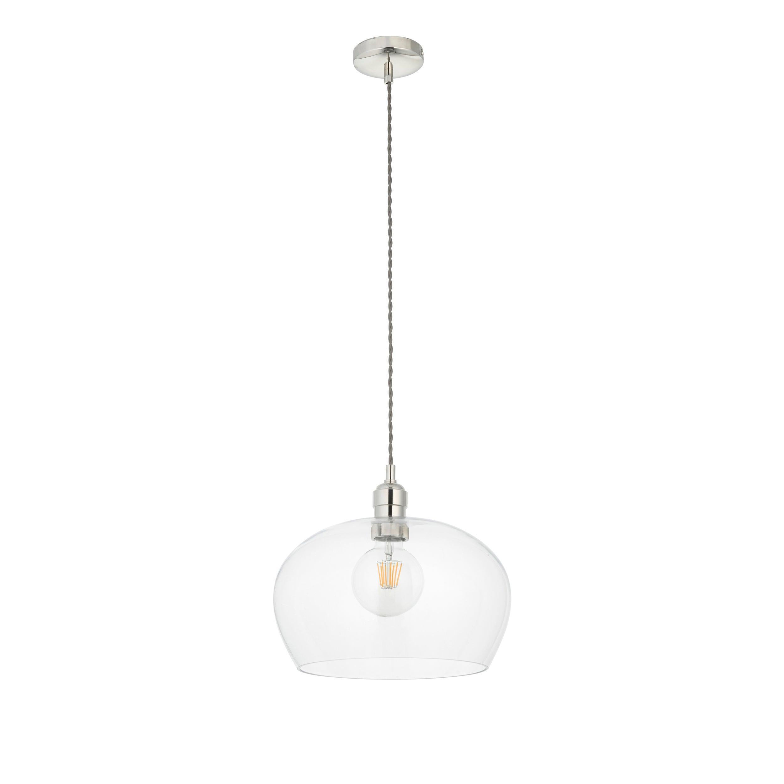 Island Medium Chrome & Clear Glass Art Deco Pendant Light-Ceiling Pendant Lights-Living Lights-8-Tiffany Lighting Direct