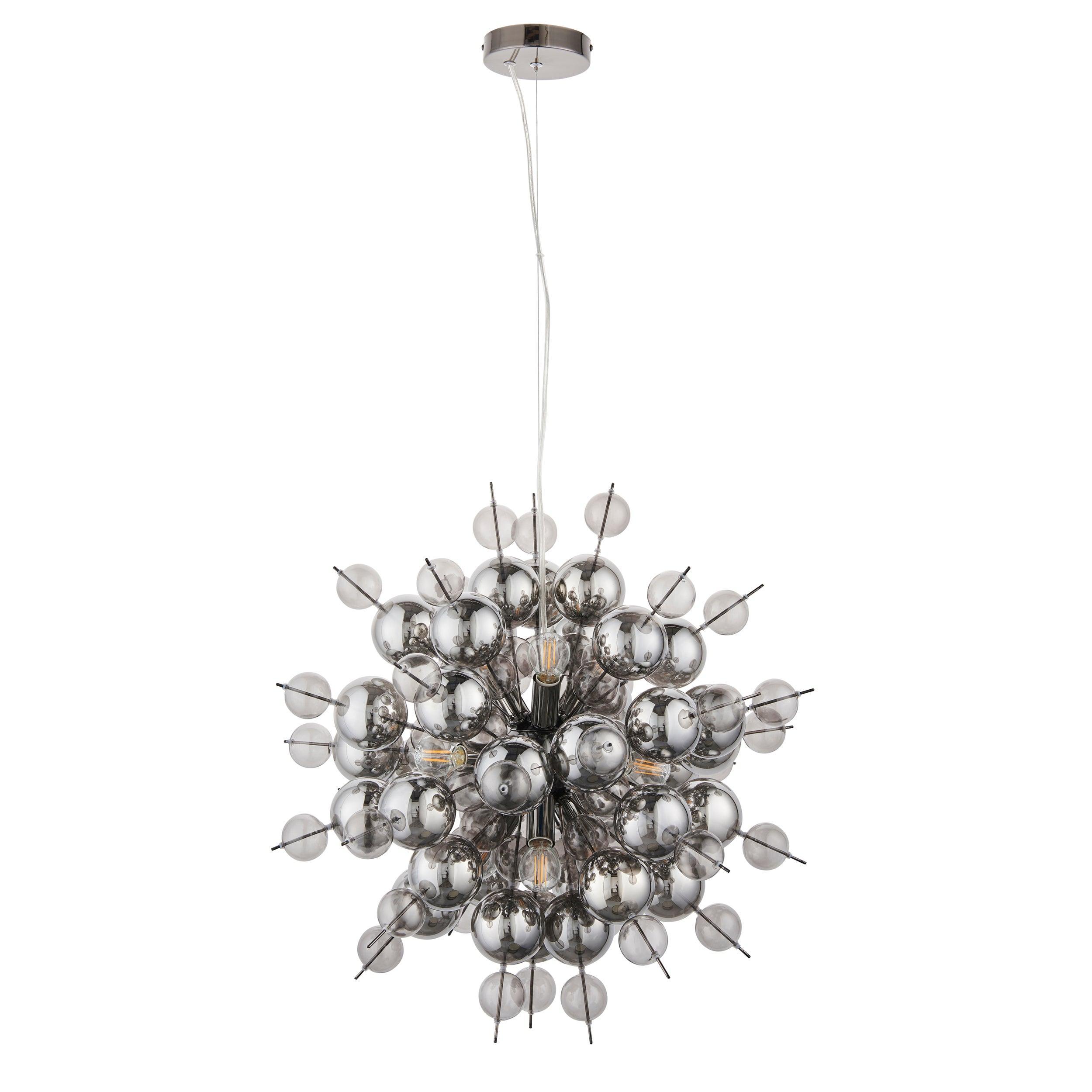 Dreamscape Black Chrome Pendant With Tinted Glass Spheres-Ceiling Pendant Lights-Living Lights-8-Tiffany Lighting Direct