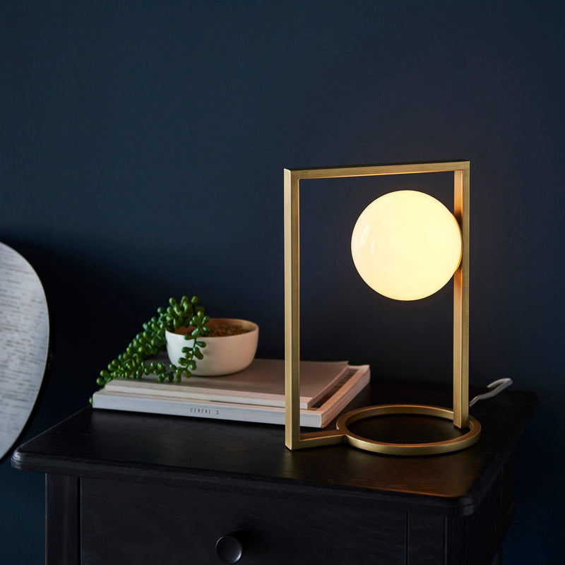 Primrose Gold Modern Geometric Table Lamp - Opal Glass Shade-Living Lights-Living-Room-Tiffany Lighting Direct-[image-position]