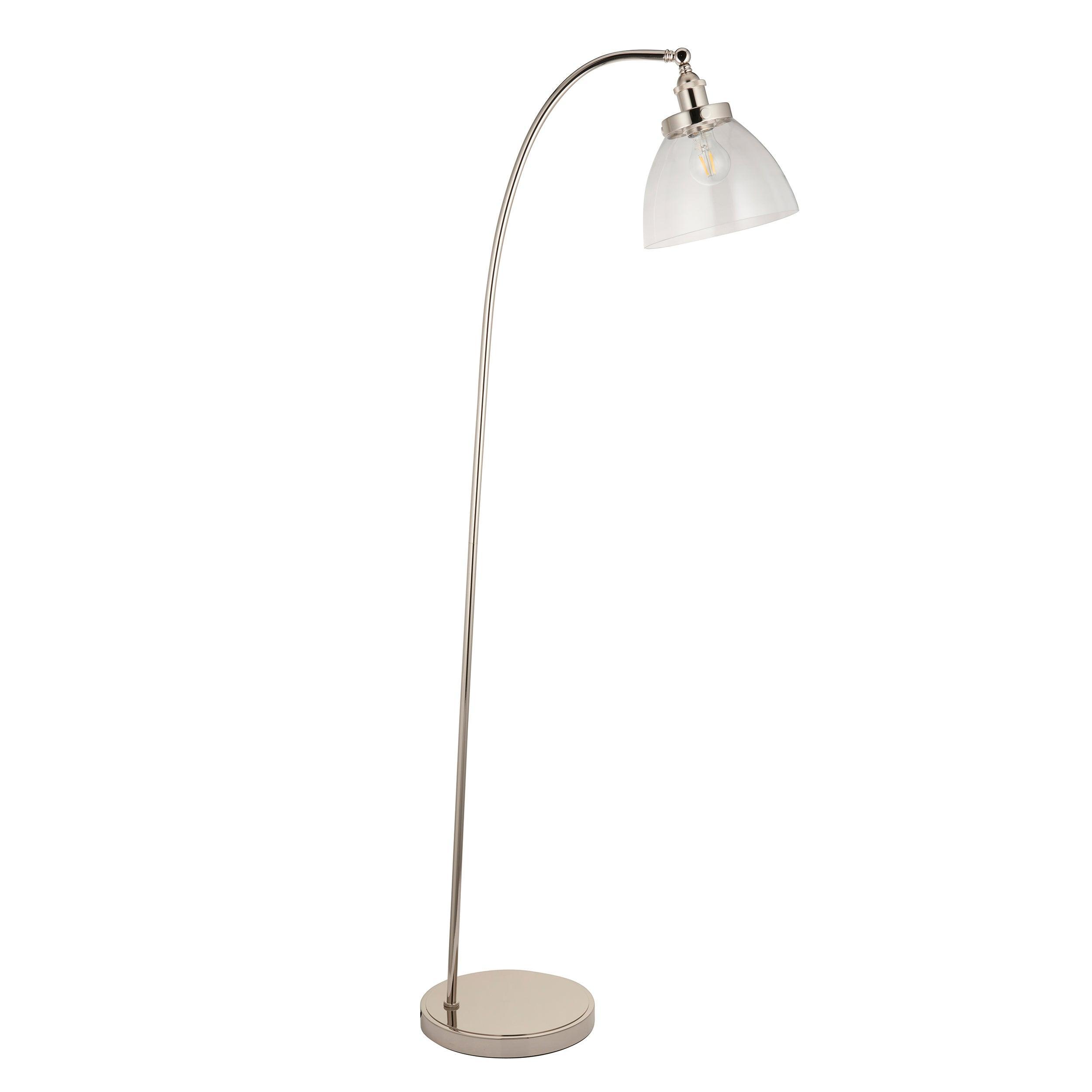 hansen nickel floor lamp with clear glass shade by Endon Lighting Kitchen Lights