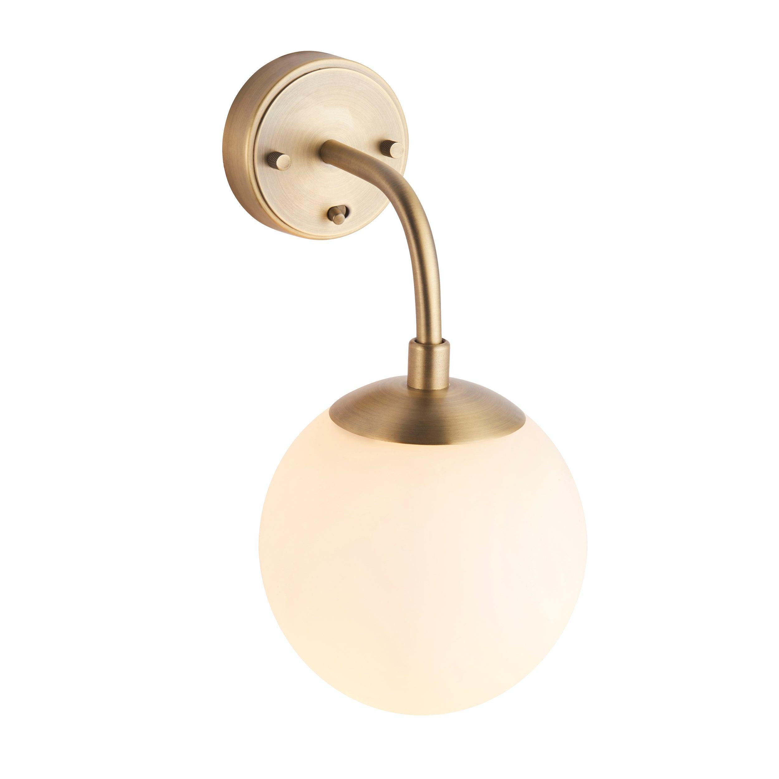 Eldorado Brass Art Deco Wall Light - With Opal Glass Shade Bedroom image