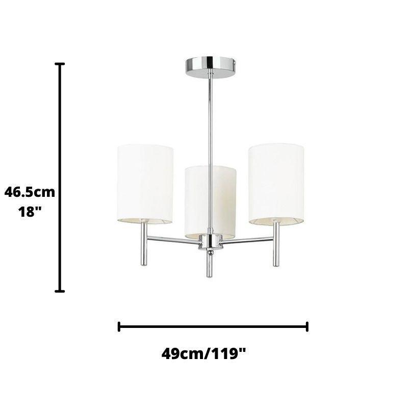 Traditional Flush & Semi Flush Ceiling Lights - Brio 3 Arm Chrome Finish Semi Flush Ceiling Light BRIO-3CH measure
