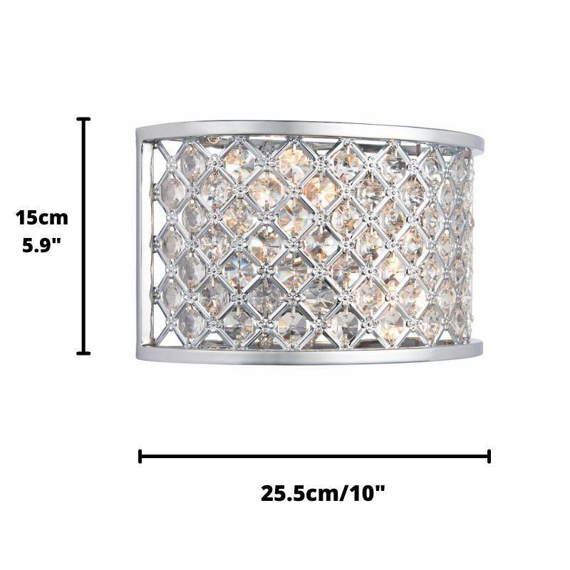 Traditional Flush And Semi Flush Ceiling Lights - Hudson chrome Plate & crystal 2LT Semi Flush HUDSON-2WBCH measure