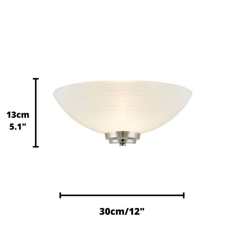 Art Deco Wall Light - Welles Satin Nickel Finish Uplighter Wall Light WELLES-1WBSC measure