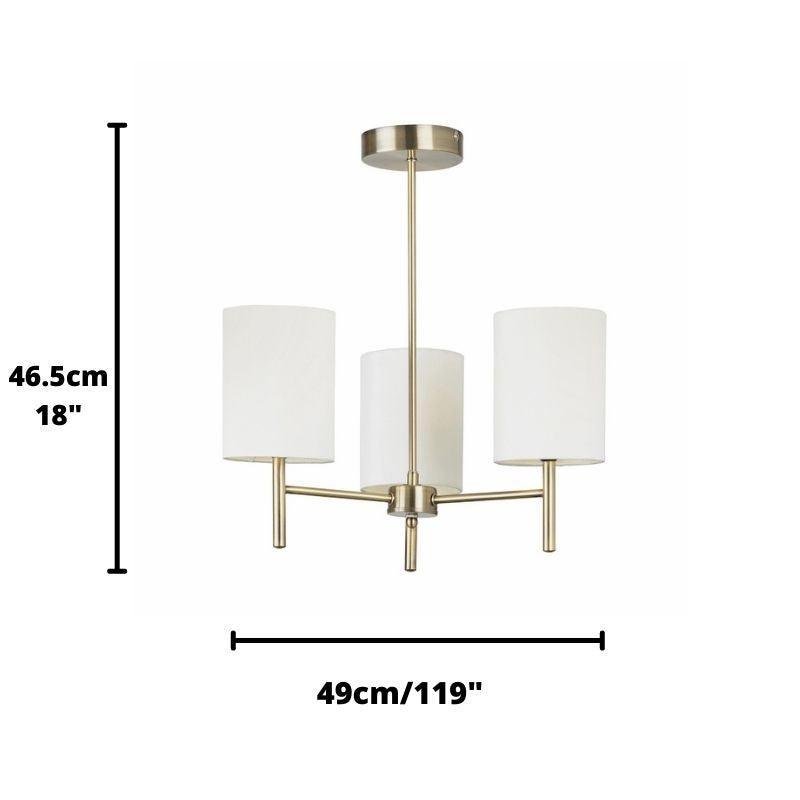 Traditional Flush & Semi Flush Ceiling Lights - Brio 3 Arm Antique Brass Finish Semi Flush Ceiling Light BRIO-3AB measure