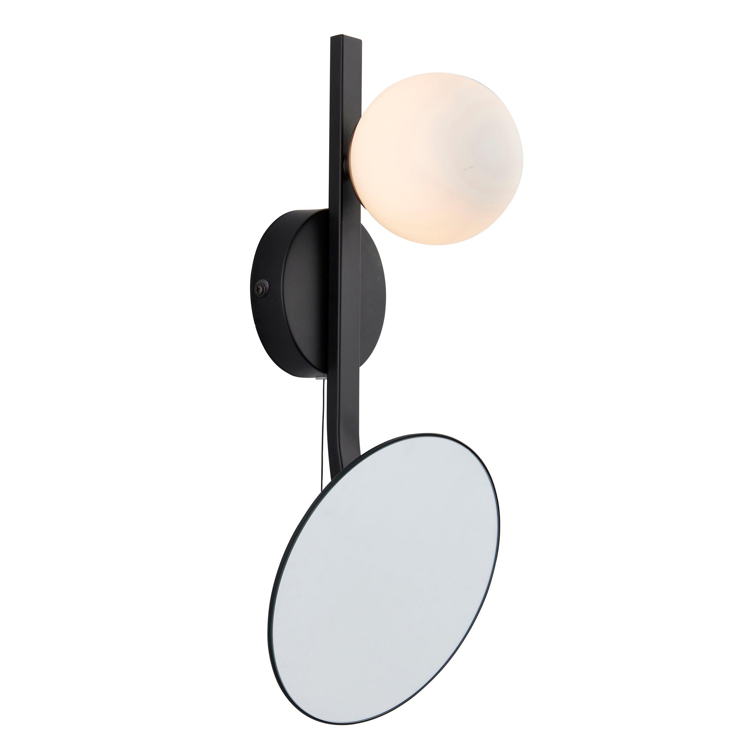 Prendle Black Bathroom Wall Light With Mirror