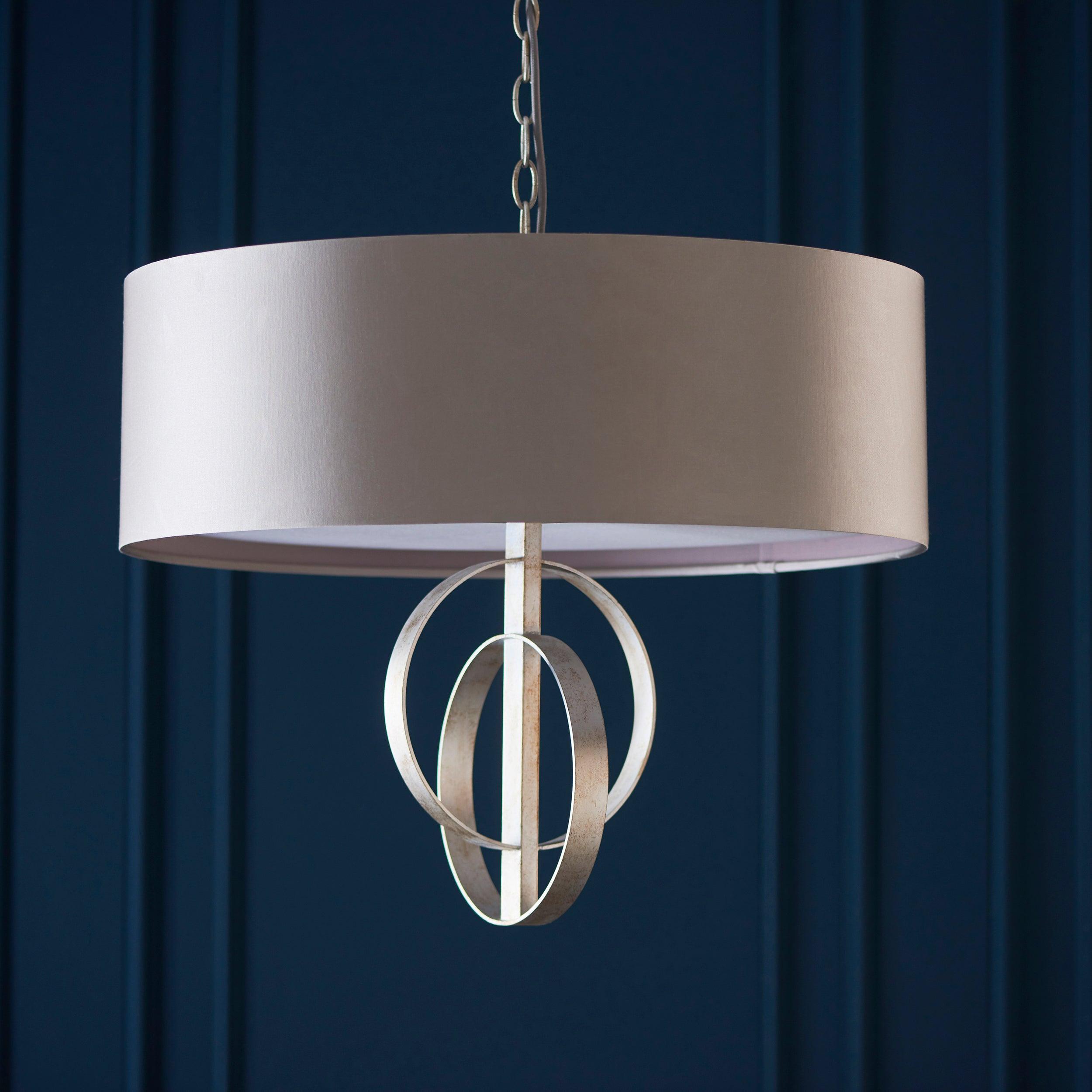 Norfolk XL 5 Light Silver Leaf Pendant - Mink Shade-Ceiling Pendant Lights-Living Lights-8-Tiffany Lighting Direct