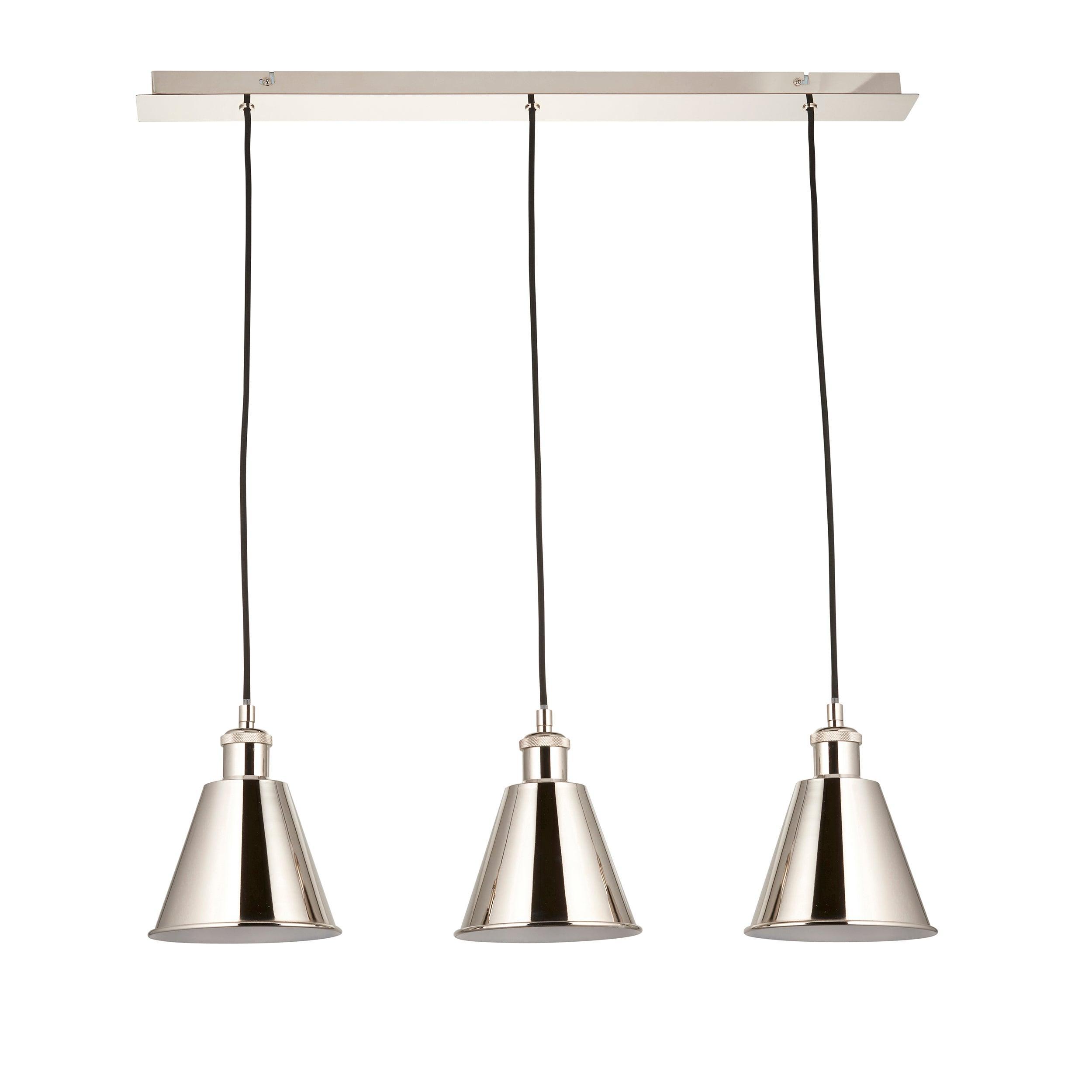 Putney Nickel 3 Light Adjustable Ceiling Pendant-Ceiling Pendant Lights-Living Lights hallway lighting photo Tiffany Lighting Direct