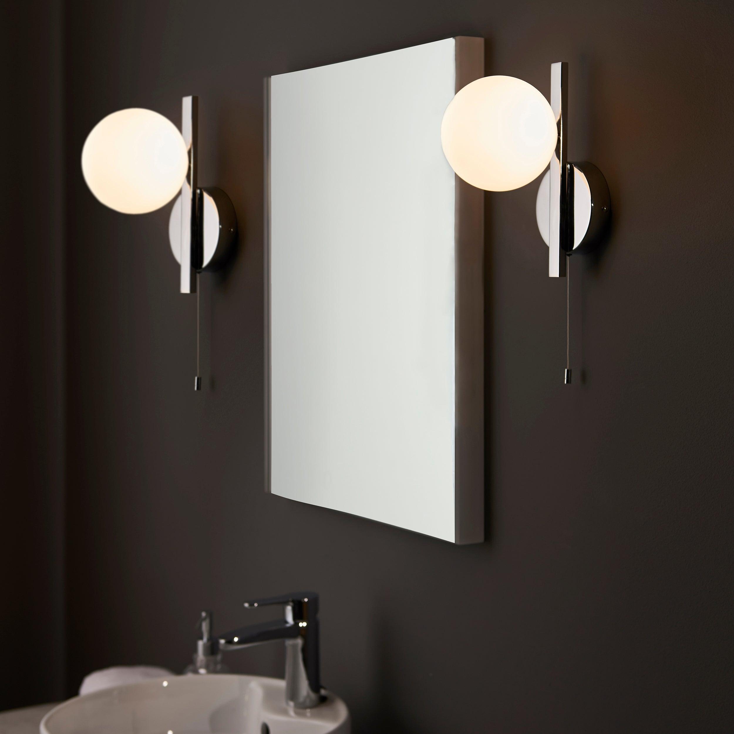 pendle chrome opal glass bathroom wall light pull cord Living room lighting image