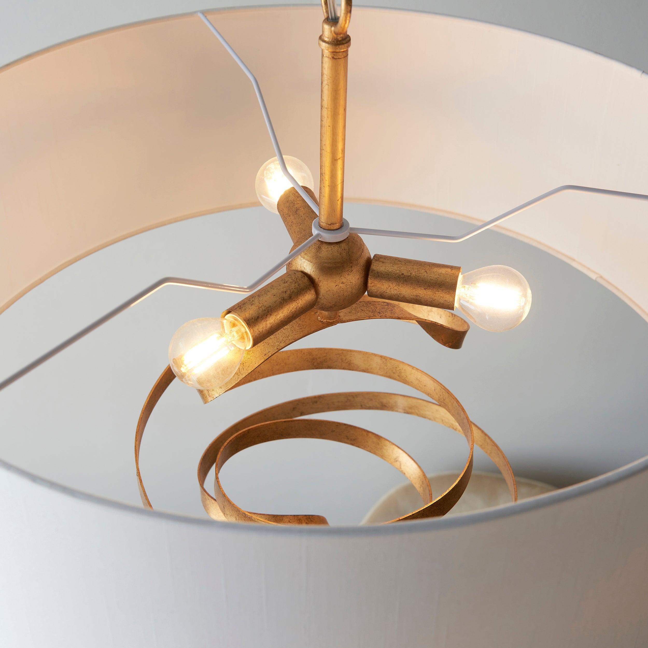 Harleston 3 Light Gold Modern Pendant With Ivory Shade-Ceiling Pendant Lights-Living Lights-5-Tiffany Lighting Direct
