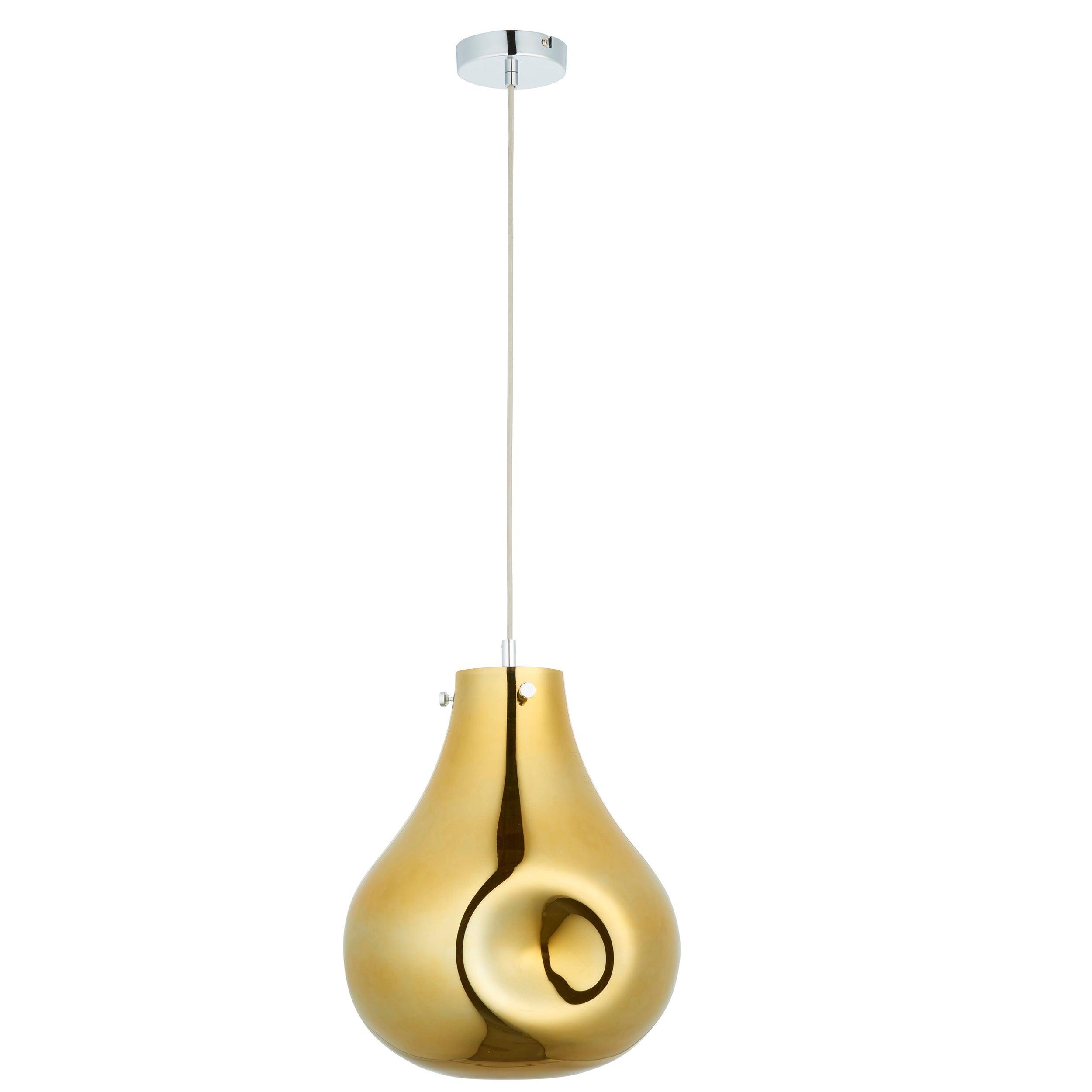 Dazzle Large Metallic Gold Glass & Chrome Pendant Light-Ceiling Pendant Lights-Living Lights-9-Tiffany Lighting Direct