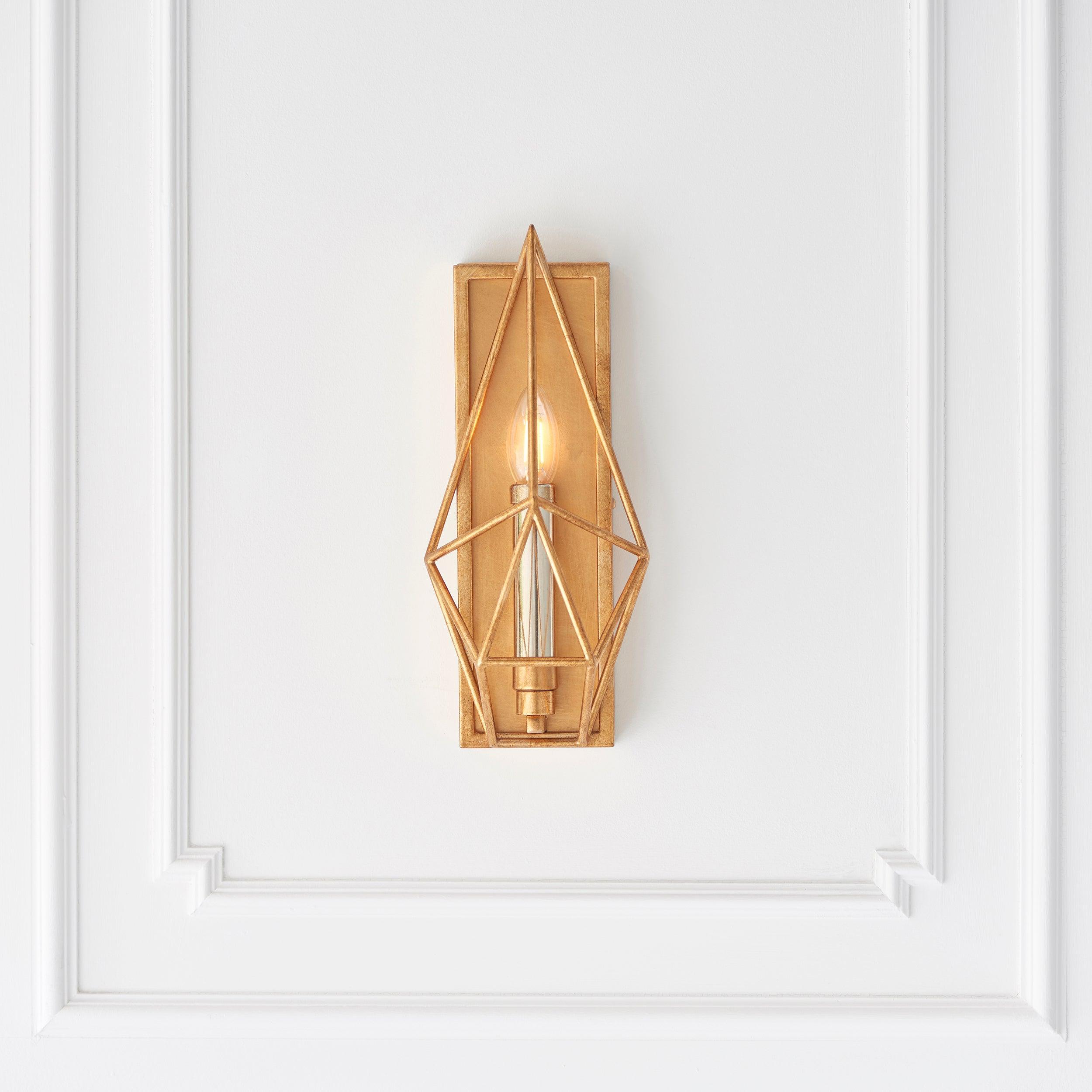 geometric gold leaf angular wall light