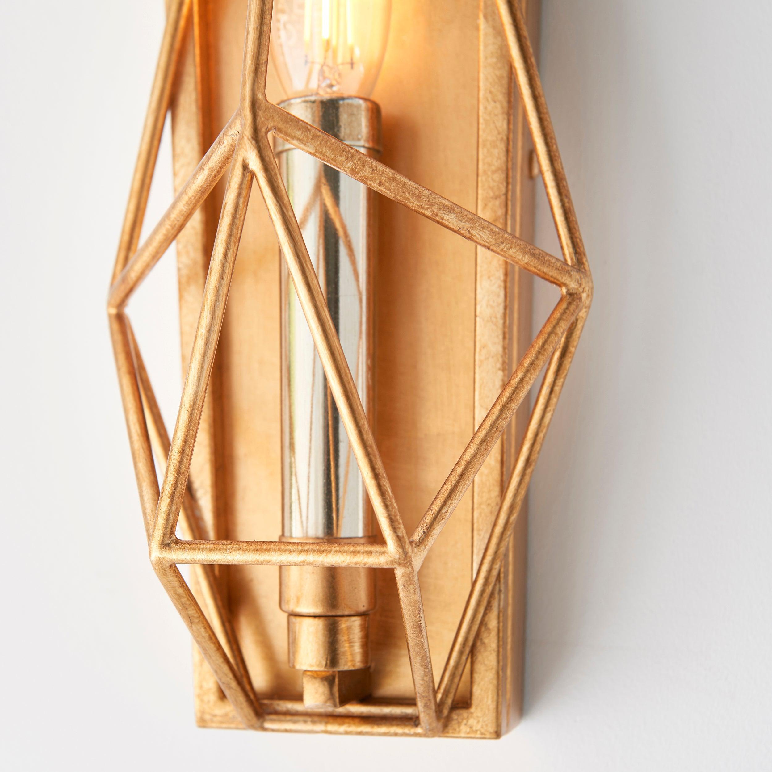 geometric gold leaf angular wall light mDining room lighting