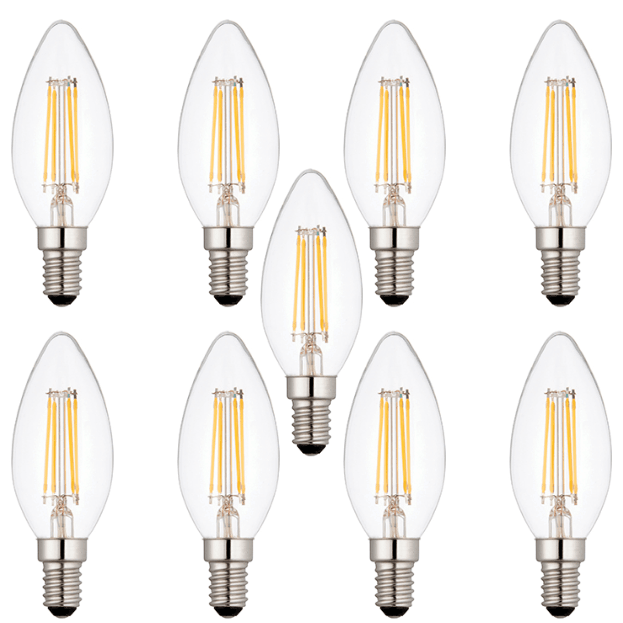 9 x E14 LED Dimmable Lamp/Bulb Candle Filament 4W (25W Equivalent)