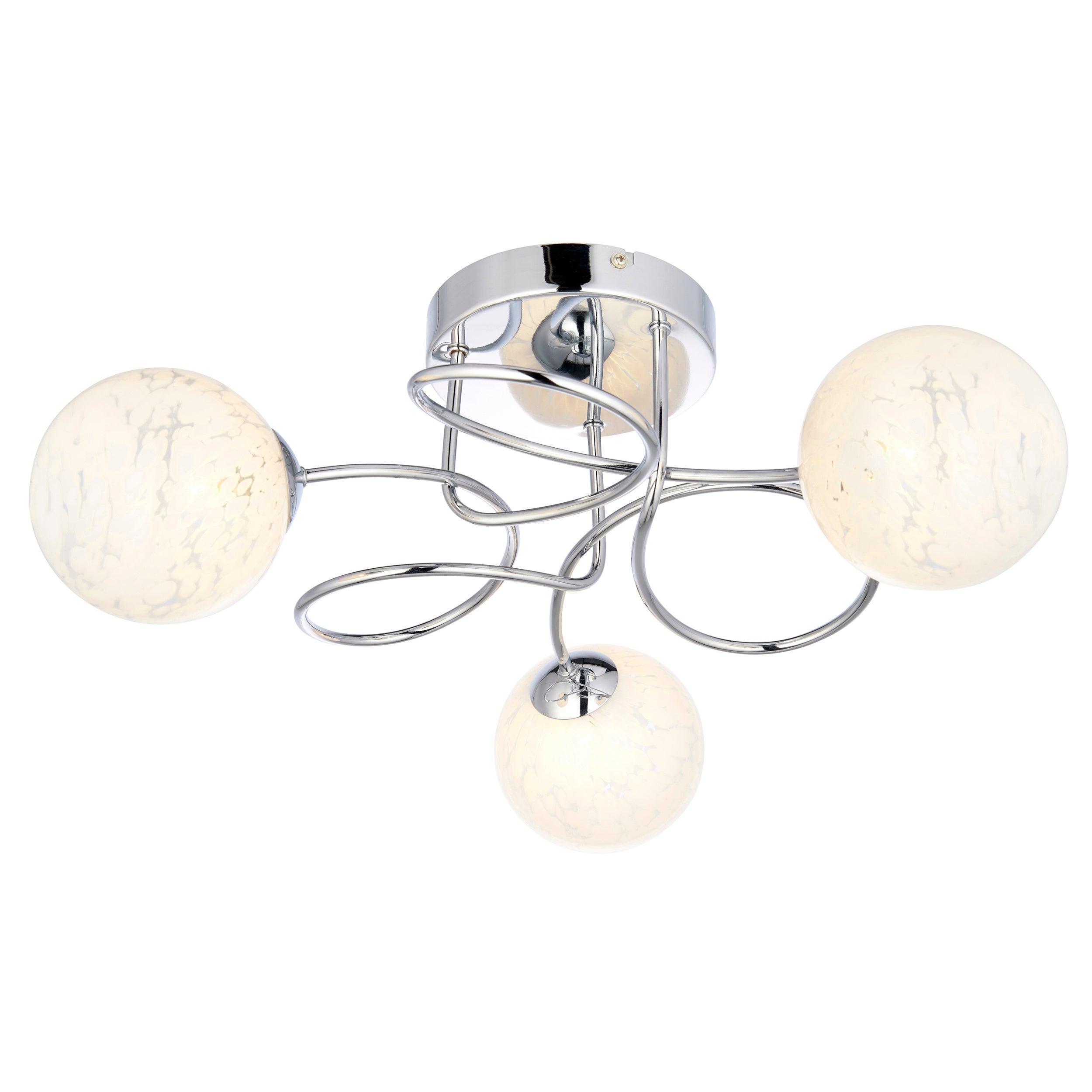Hatfield Chrome Art Deco 3 Light Semi Flush - Glass Shades Living room Image