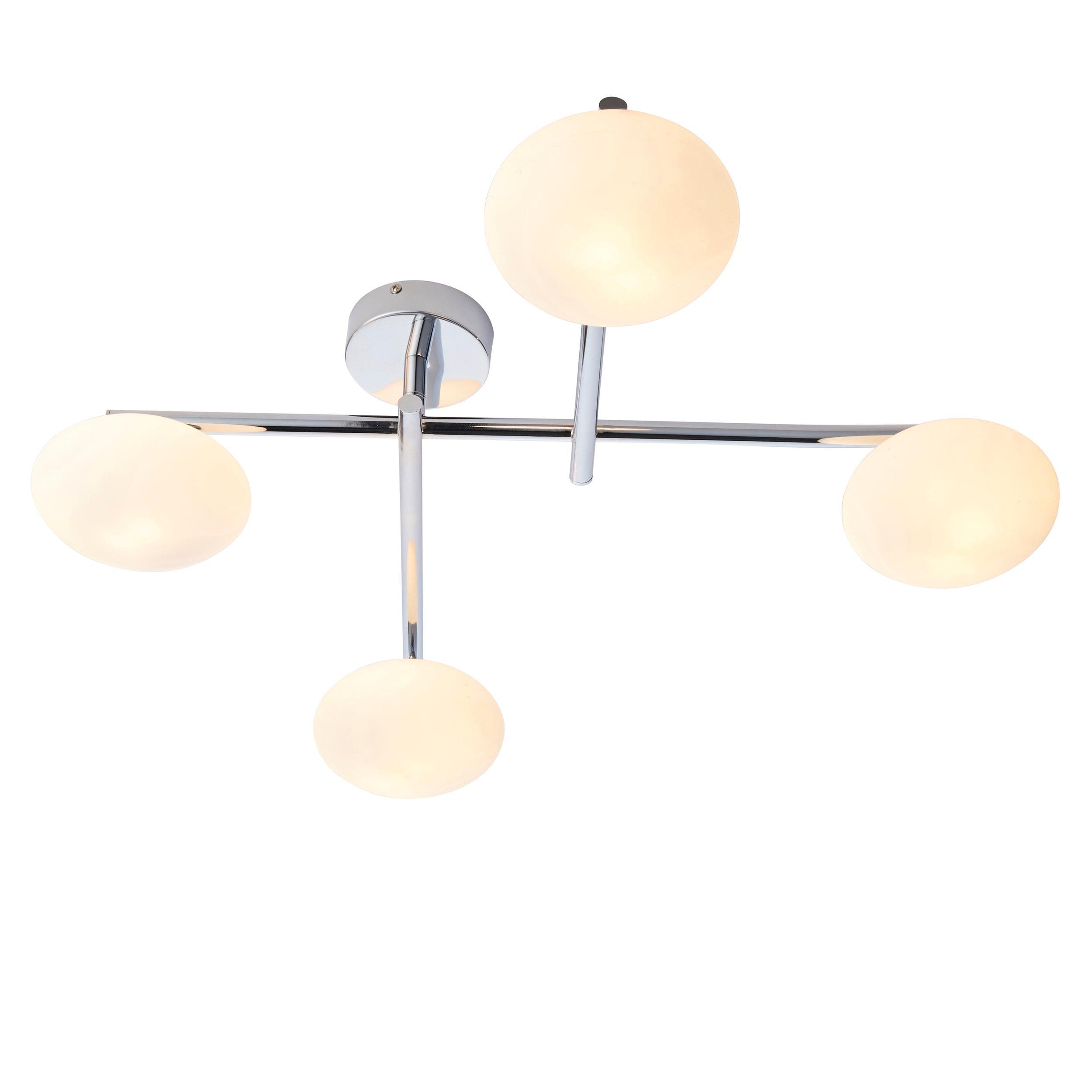 Trocadero 4 Light Chrome Art Deco Semi Flush Bathroom Light