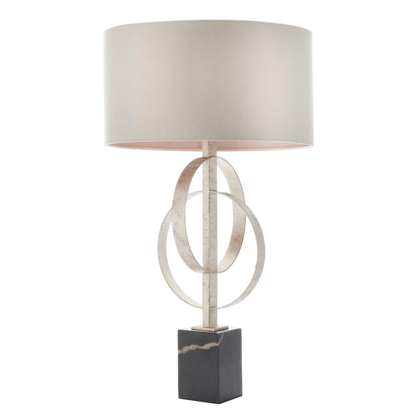 Norfolk Silver Table Lamp With Black Marble Base - Mink Shade-Living Lights-Living-Room-Tiffany Lighting Direct-[image-position]