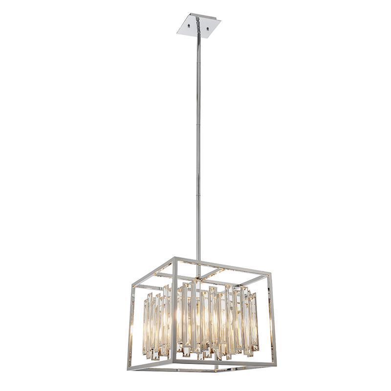 Endon Acadia 4 Light Chrome & Crystal Pendant Light-Ceiling Pendant Lights-Endon Lighting Living Room Close Up Lighting Tiffany Lighting Direct
