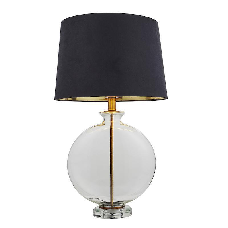 Endon Gideon Clear Glass Table Lamp - Black Shade 1