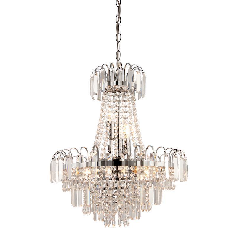 Amadis Clear Faceted Glass & Chrome Pendant Ceiling Light-Ceiling Pendant Lights-Endon Lighting Living Room Close Up Lighting Tiffany Lighting Direct