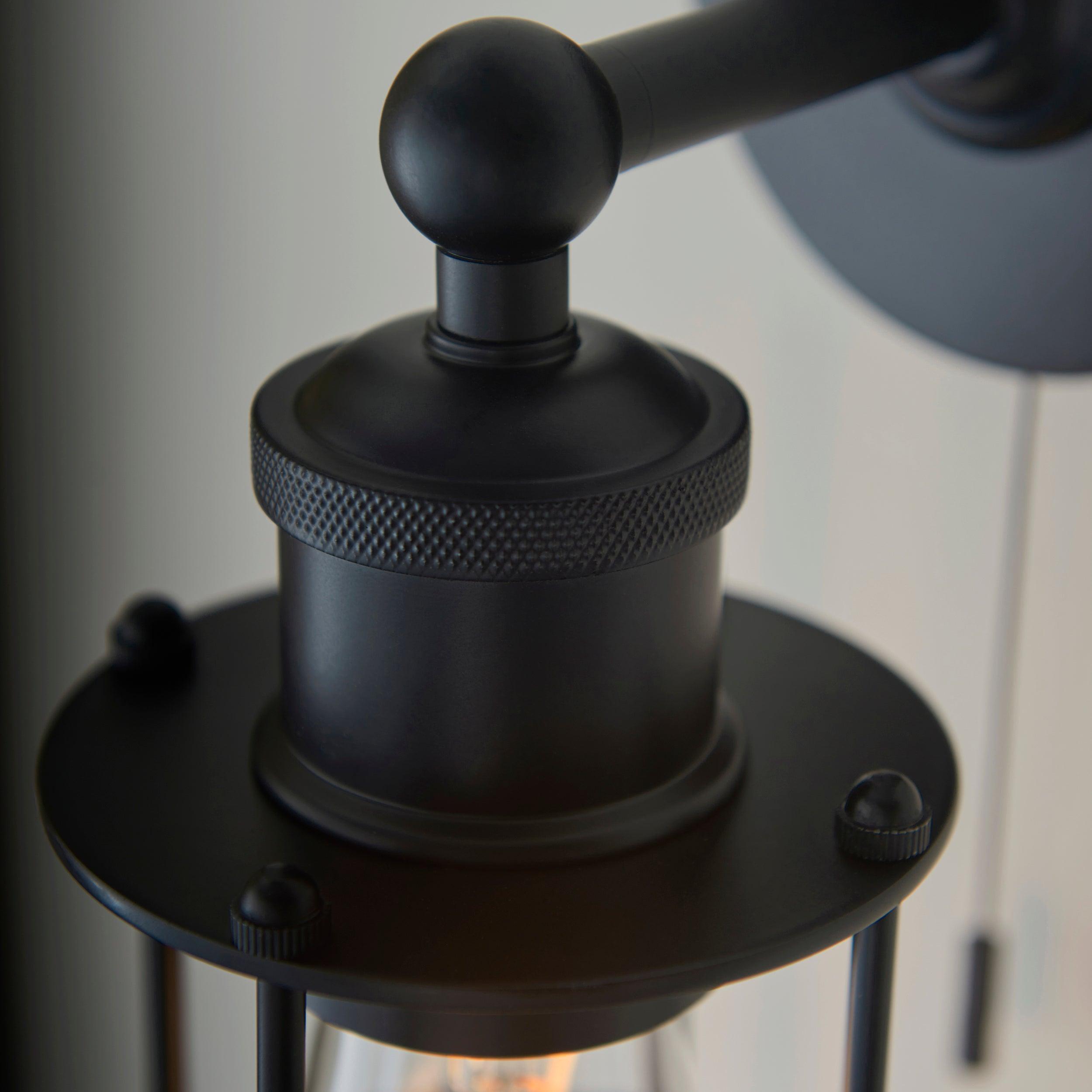 weston black caged bathroom wall light pull cord Hallway Lighting Image