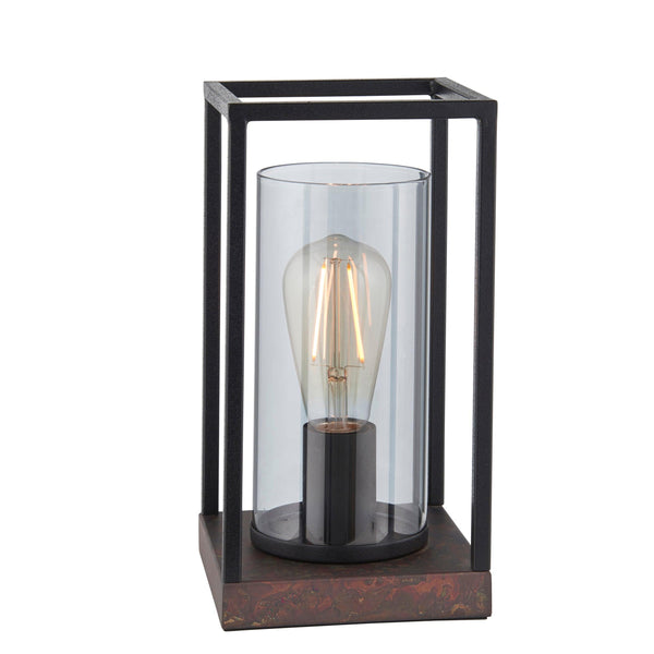 Solihull Bronze & Black Frame Table Lamp - Tinted Glass Shade-Living Lights-Living-Room-Tiffany Lighting Direct-[image-position]
