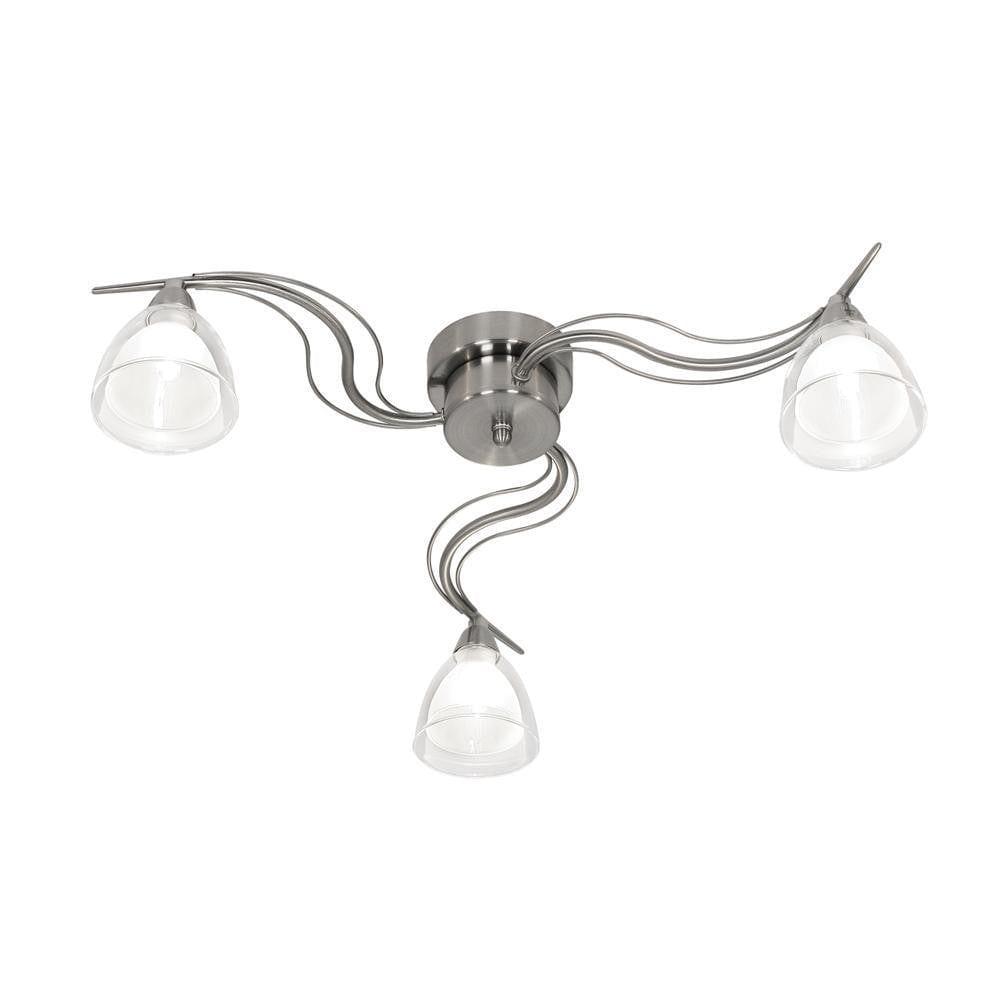 Portland 3 Light Antique Chrome Flush Ceiling Light Living room Image